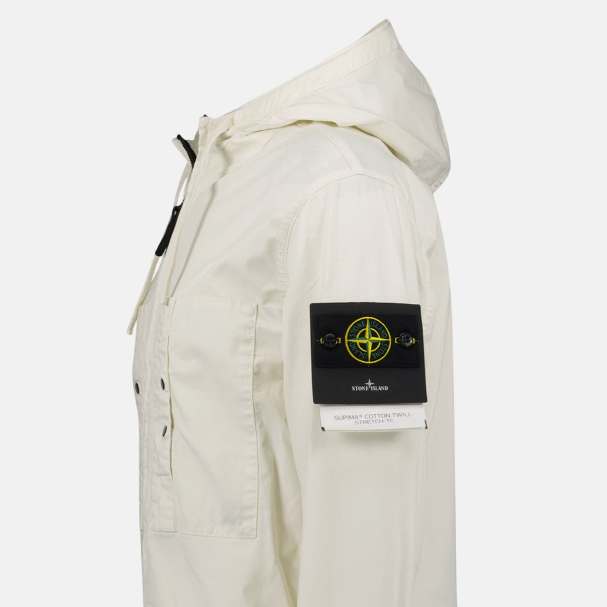 Stone Island Chest Pocket Hooded Jacket Ivory | Northern Threads Designer Menswear