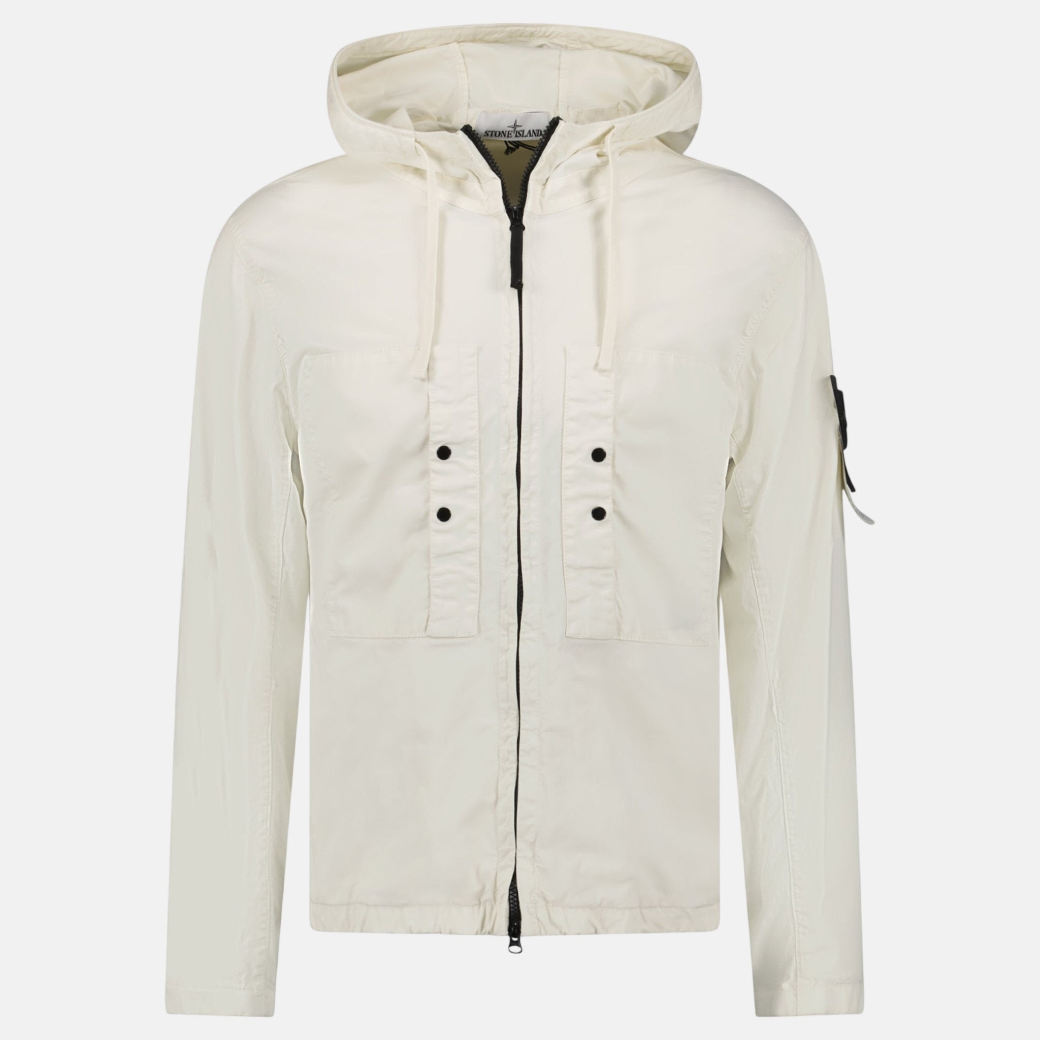 Stone Island Chest Pocket Hooded Jacket Ivory - B4 - northern threads uk