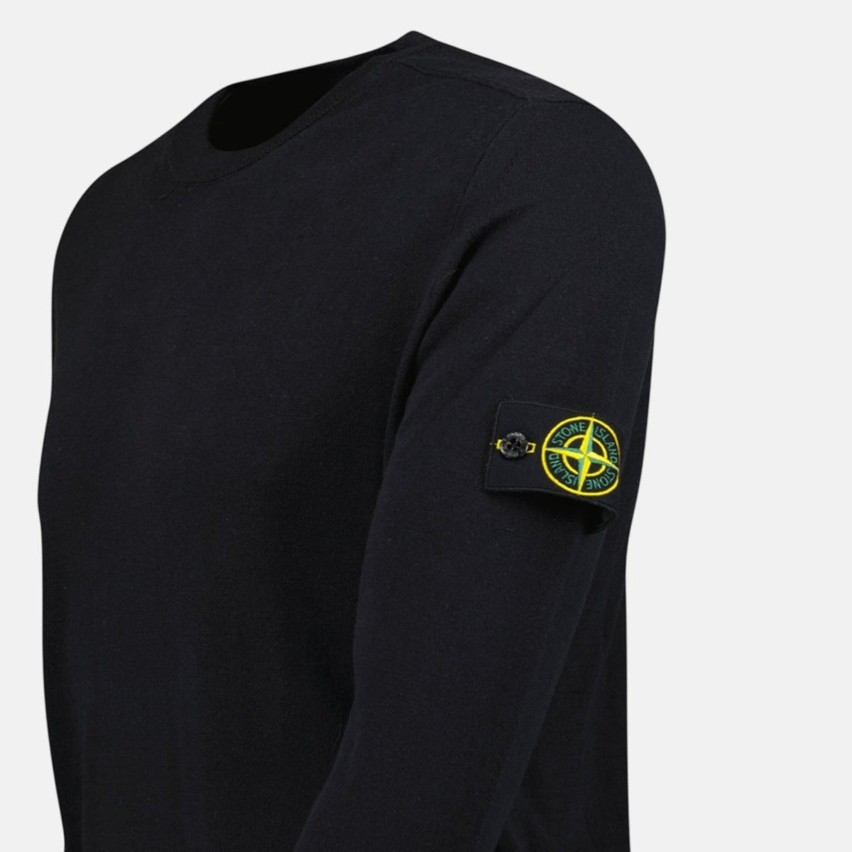 Stone Island Compass Badge Light Raw Hand Organic Cotton Jumper Navy | Northern Threads Designer Menswear