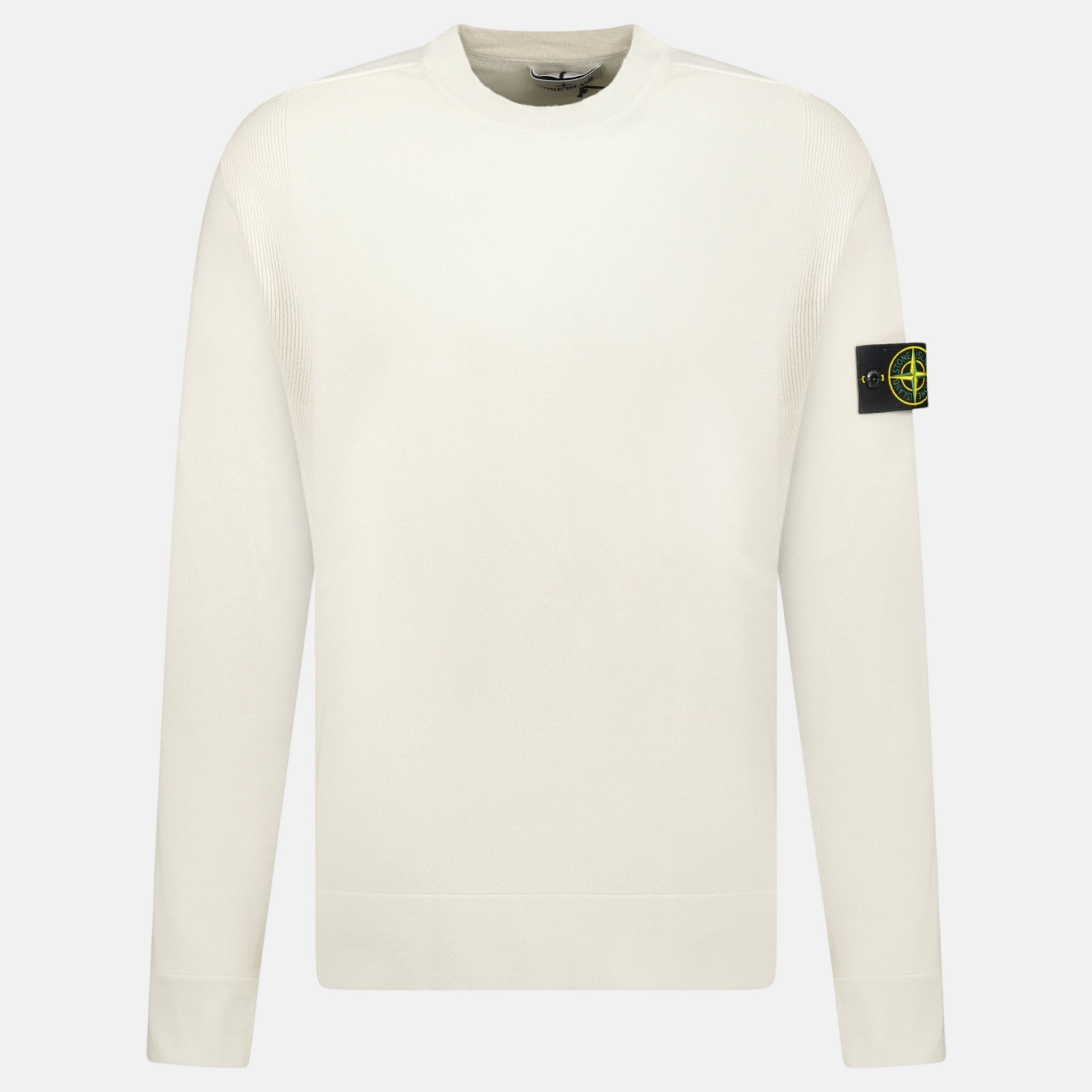 Stone Island Compass - Badge Wool Blend Jumper Cream - A13 - northern threads uk