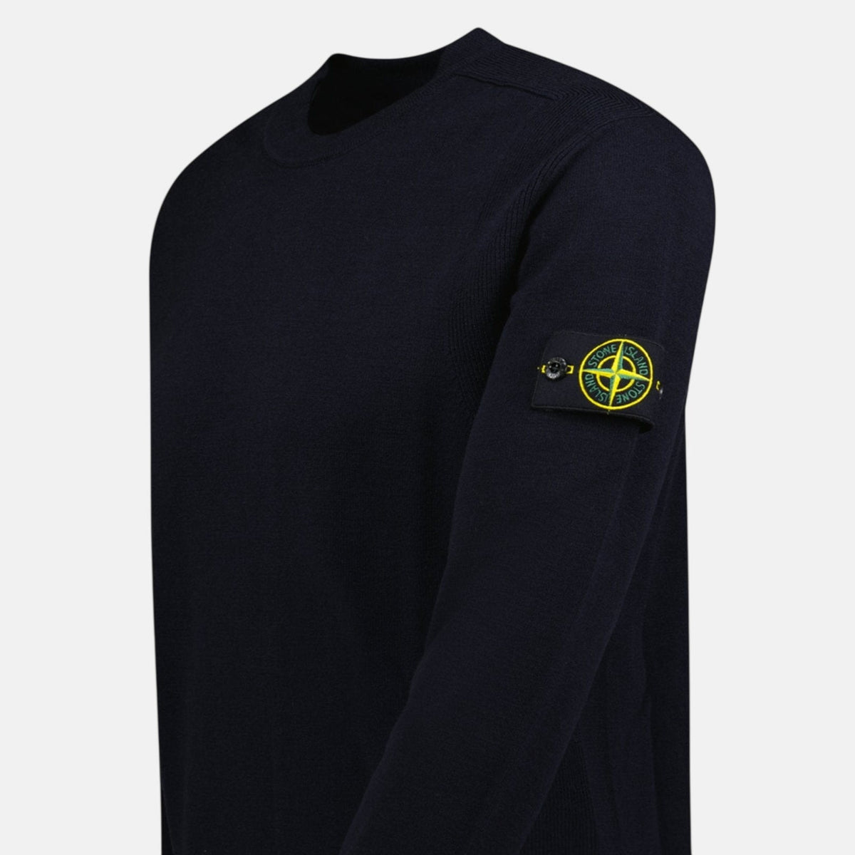 Stone Island Compass-Badge Wool Blend Jumper Navy | Northern Threads Designer Menswear