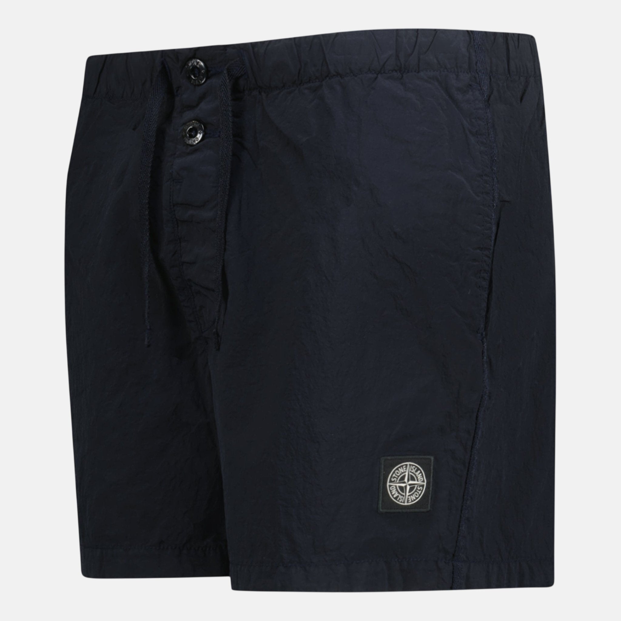 Stone Island Compass Button Chrome Swim Shorts Navy - northern threads