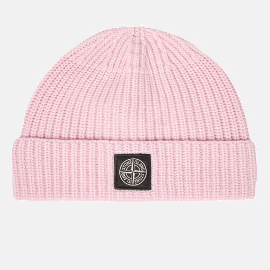 Stone Island Compass Patch Beanie Pink - Hat Box 1 - northern threads uk