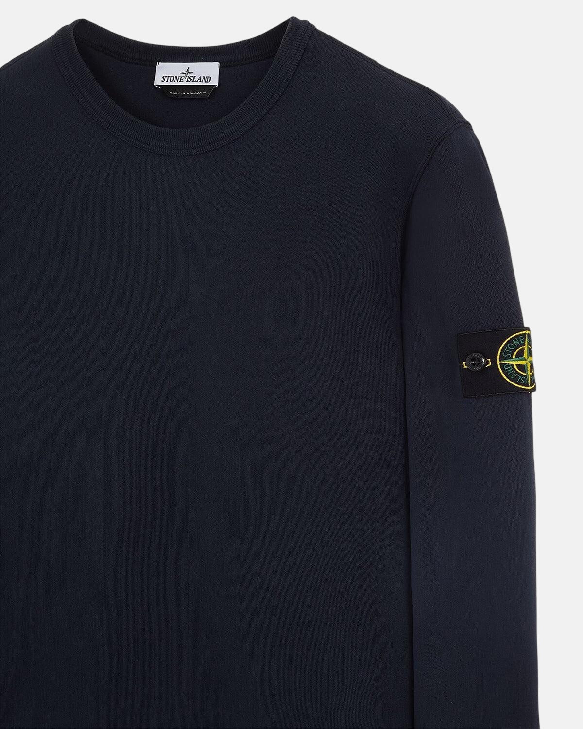 STONE ISLAND COTTON FLEECE SWEATSHIRT NAVY BLUE - northern threads