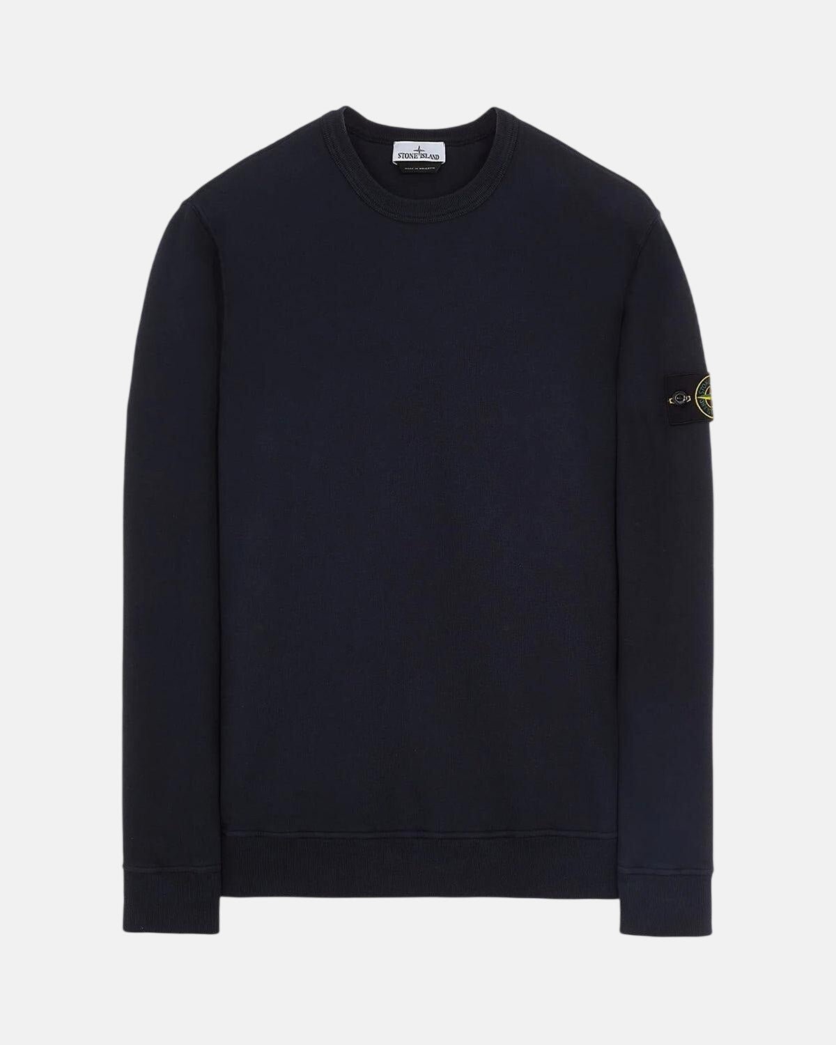 STONE ISLAND COTTON FLEECE SWEATSHIRT NAVY BLUE | Northern Threads UK