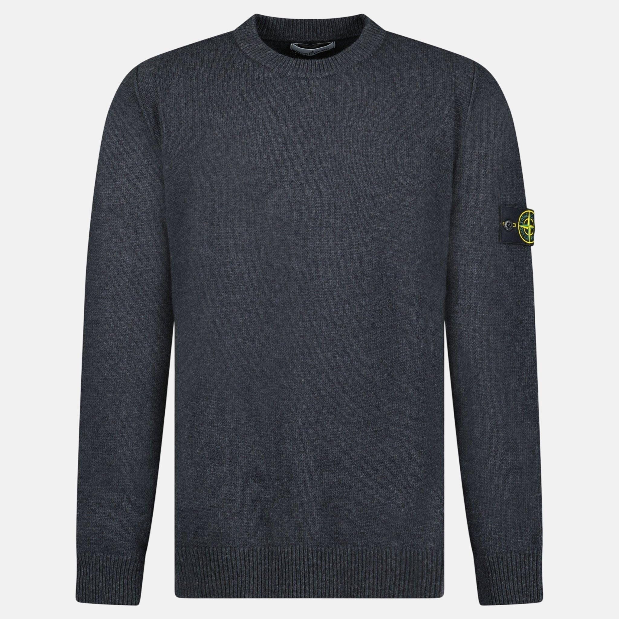 Stone Island Lambswool Crewneck Jumper Grey - A75 - northern threads uk