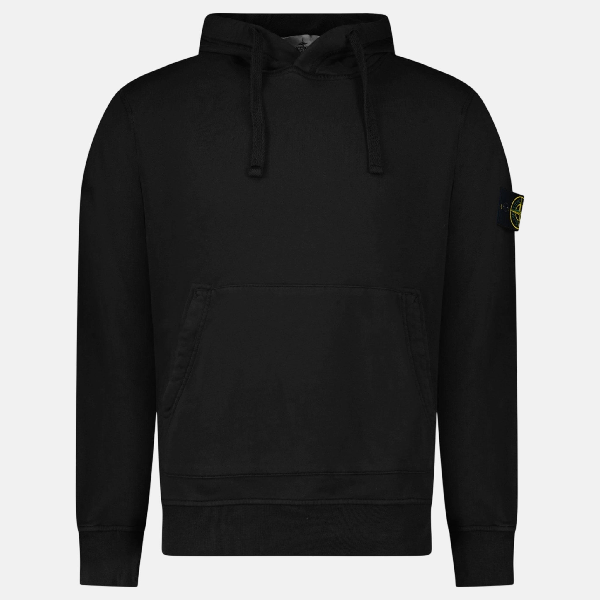 Stone Island Organic Cotton Fleece Hoodie Black - G40 - northern threads uk