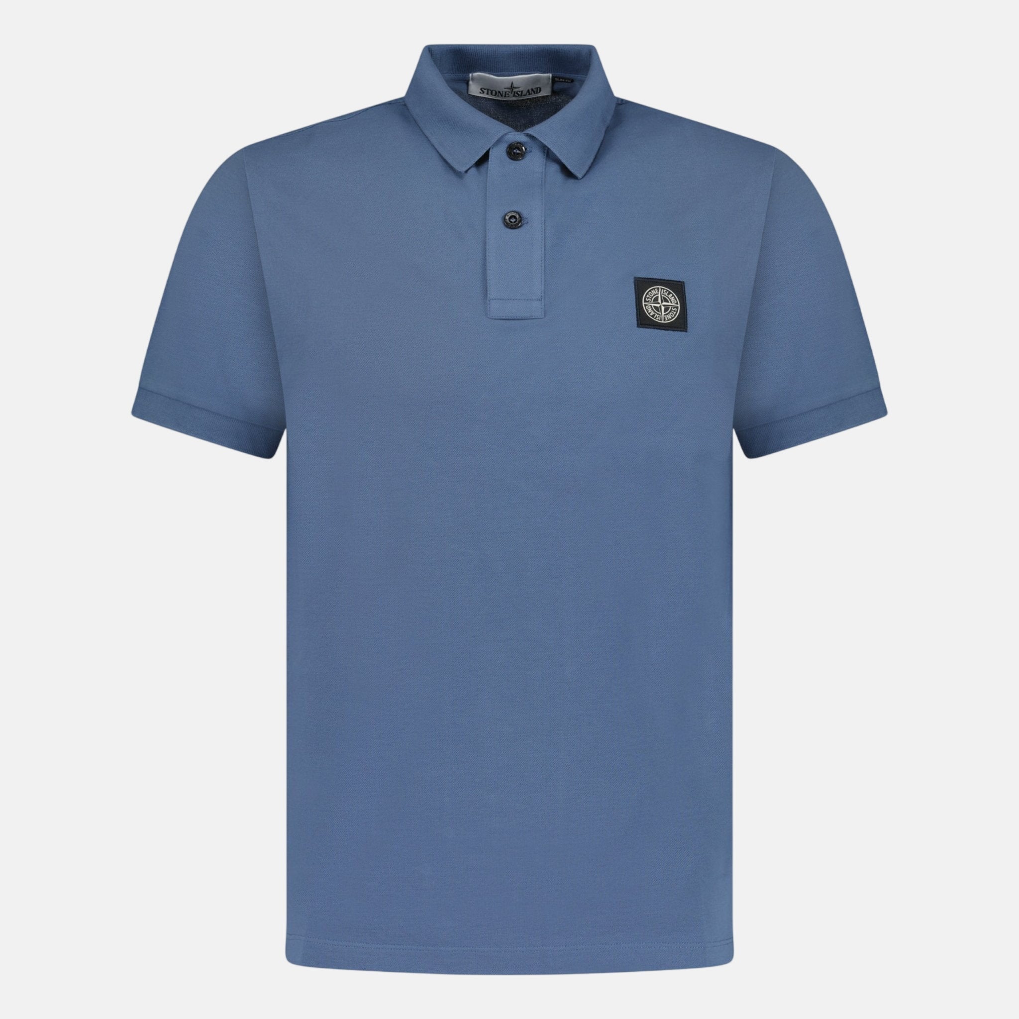 Stone Island Slim Fit Patch Polo Shirt Avio Blue - B26 - northern threads uk