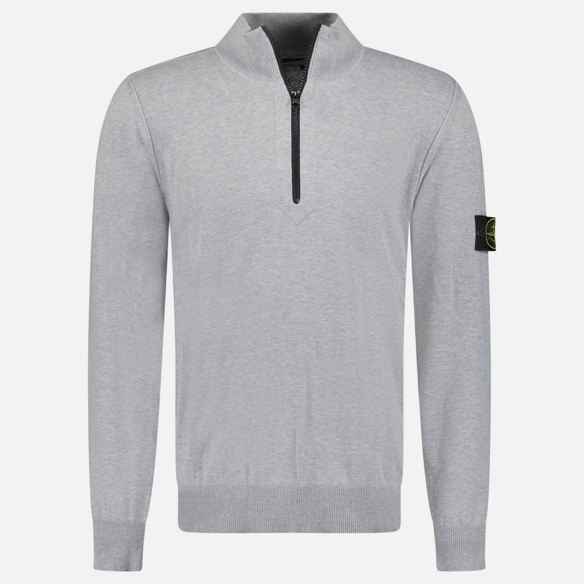 Stone Island Soft Cotton Quarter Zip Sweatshirt Grey - B4 - northern threads uk