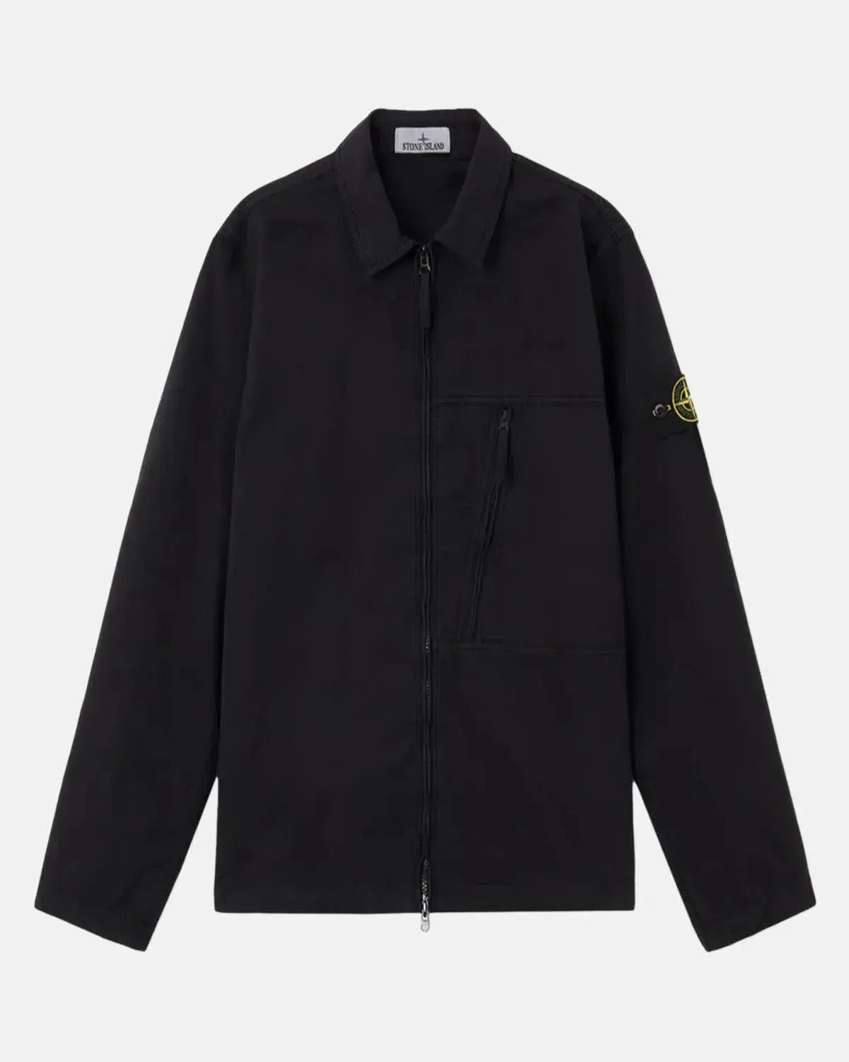 STONE ISLAND-STONE ISLAND 1200003 SUPIMA COTTON TWILL STRETCH-TC OVERSHIRT BLACK-NORTHERN THREADS DESIGNER MENSWEAR