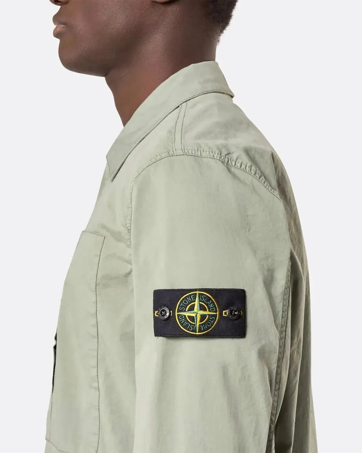 STONE ISLAND-STONE ISLAND 1200033 SUPIMA COTTON TWILL STRETCH-TC OVERSHIRT SAGE GREEN-NORTHERN THREADS DESIGNER MENSWEAR