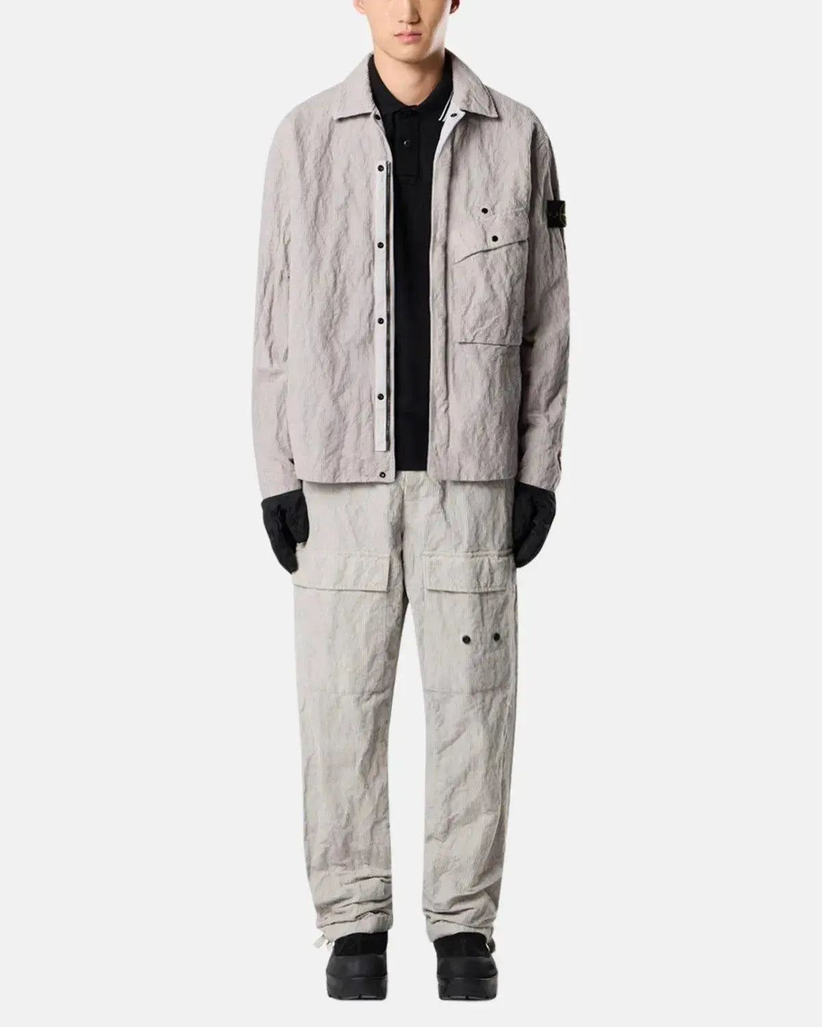 STONE ISLAND-STONE ISLAND 2200006 ORGANIC STRETCH COTTON TIPPED SLIM FIT LONG SLEEVE POLO SHIRT BLACK-NORTHERN THREADS DESIGNER MENSWEAR