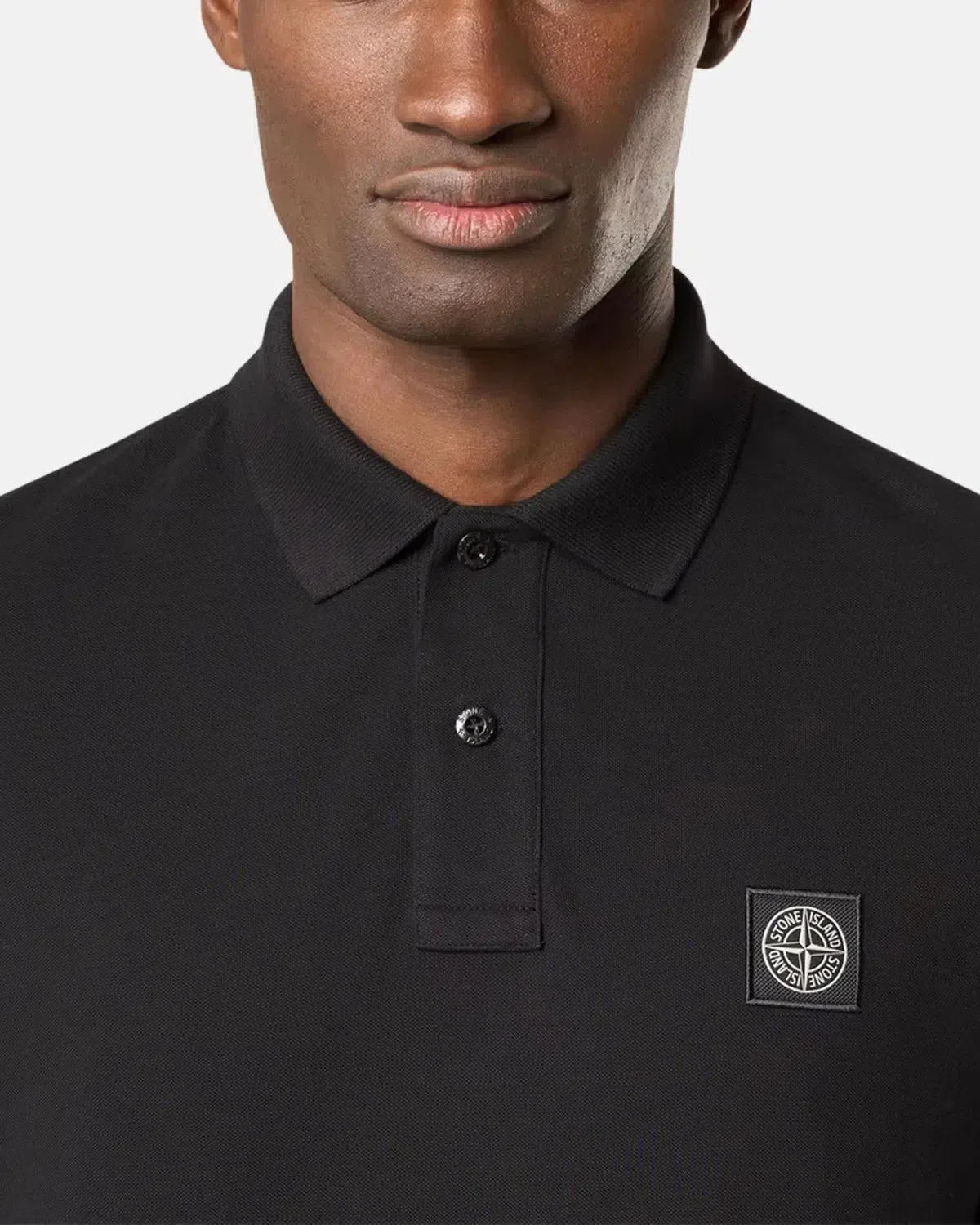 STONE ISLAND-STONE ISLAND 22002SC ORGANIC COTTON ELASTANE PIQUE POLO SHIRT BLACK-NORTHERN THREADS DESIGNER MENSWEAR