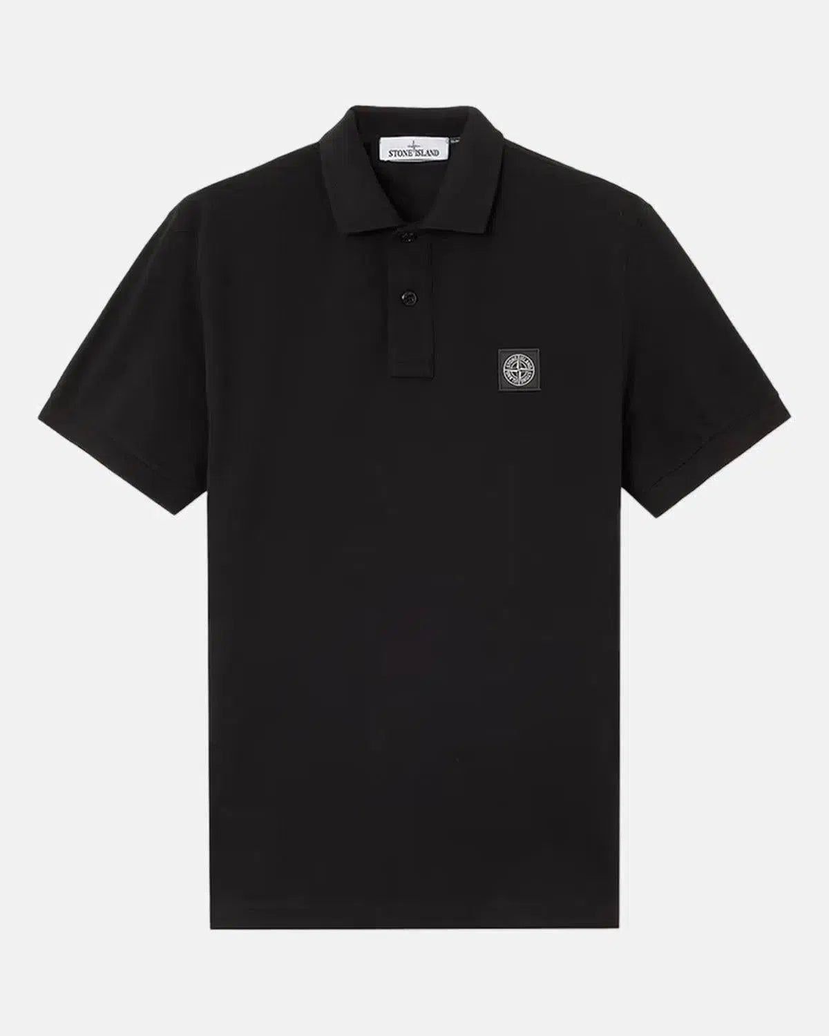 STONE ISLAND-STONE ISLAND 22002SC ORGANIC COTTON ELASTANE PIQUE POLO SHIRT BLACK-NORTHERN THREADS DESIGNER MENSWEAR