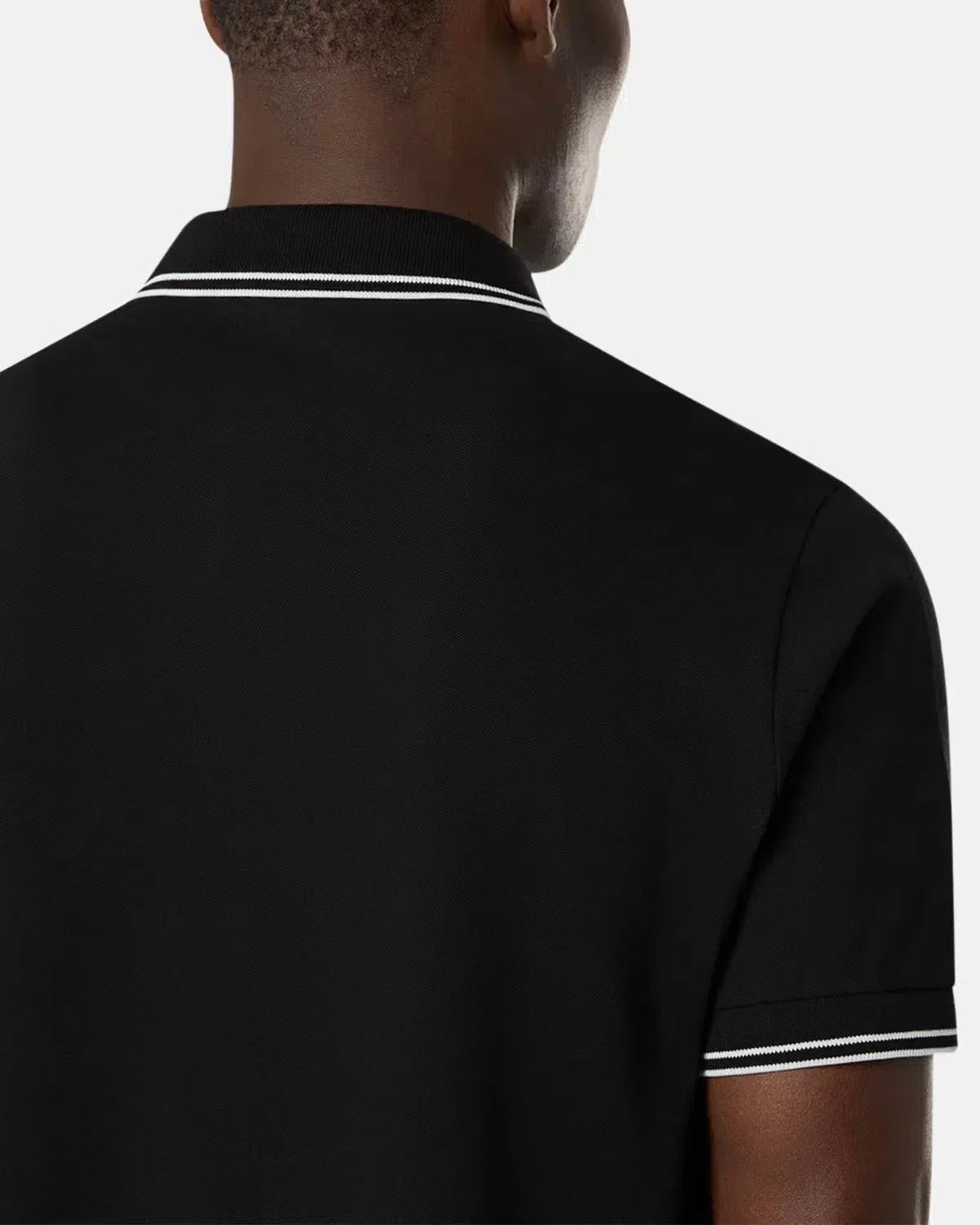 STONE ISLAND-STONE ISLAND 22002SC ORGANIC COTTON ELASTANE PIQUE TIPPED POLO SHIRT BLACK-NORTHERN THREADS DESIGNER MENSWEAR