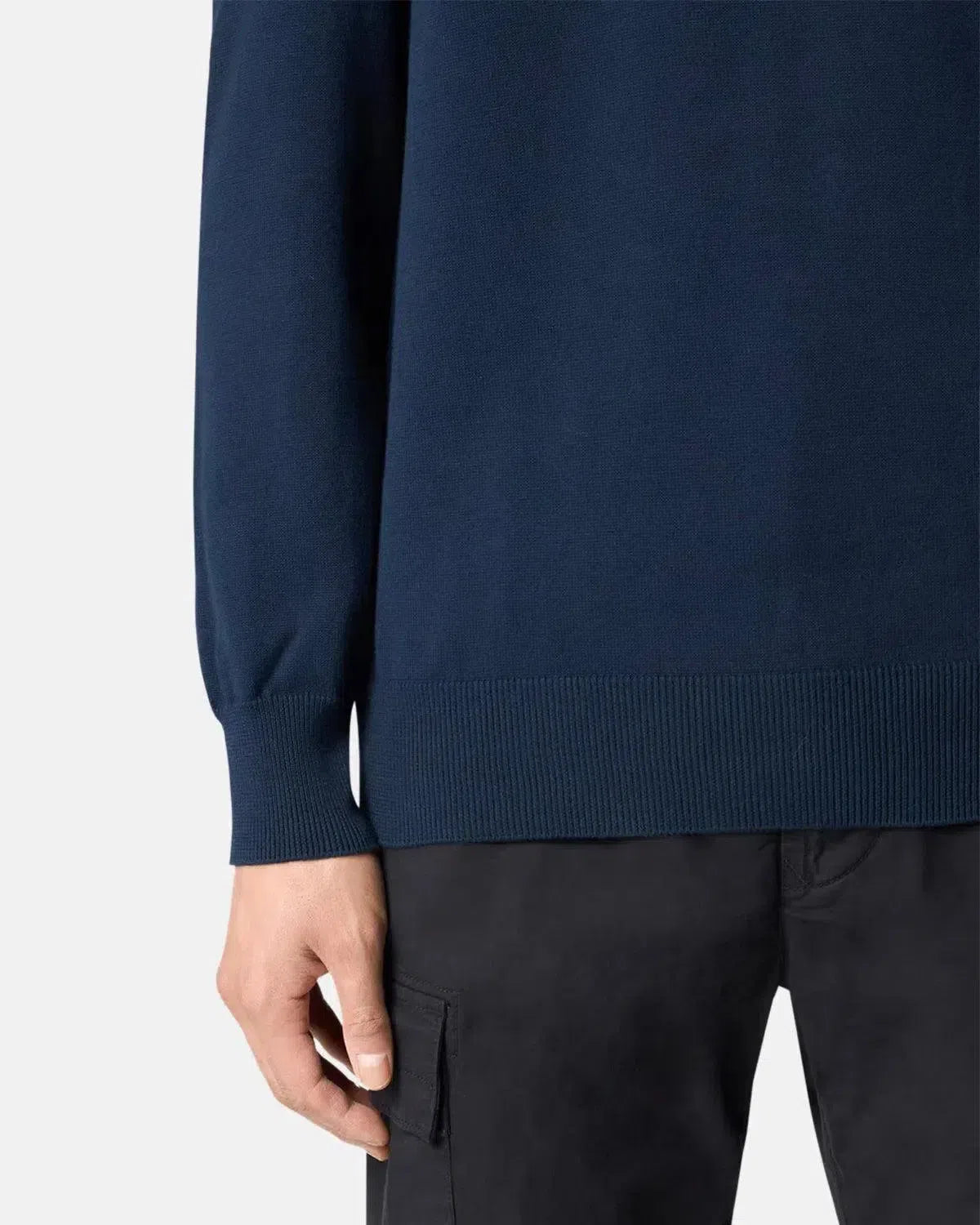 STONE ISLAND-STONE ISLAND 5100053 SOFT ORGANIC COTTON CREWNECK KNIT NAVY BLUE-NORTHERN THREADS DESIGNER MENSWEAR