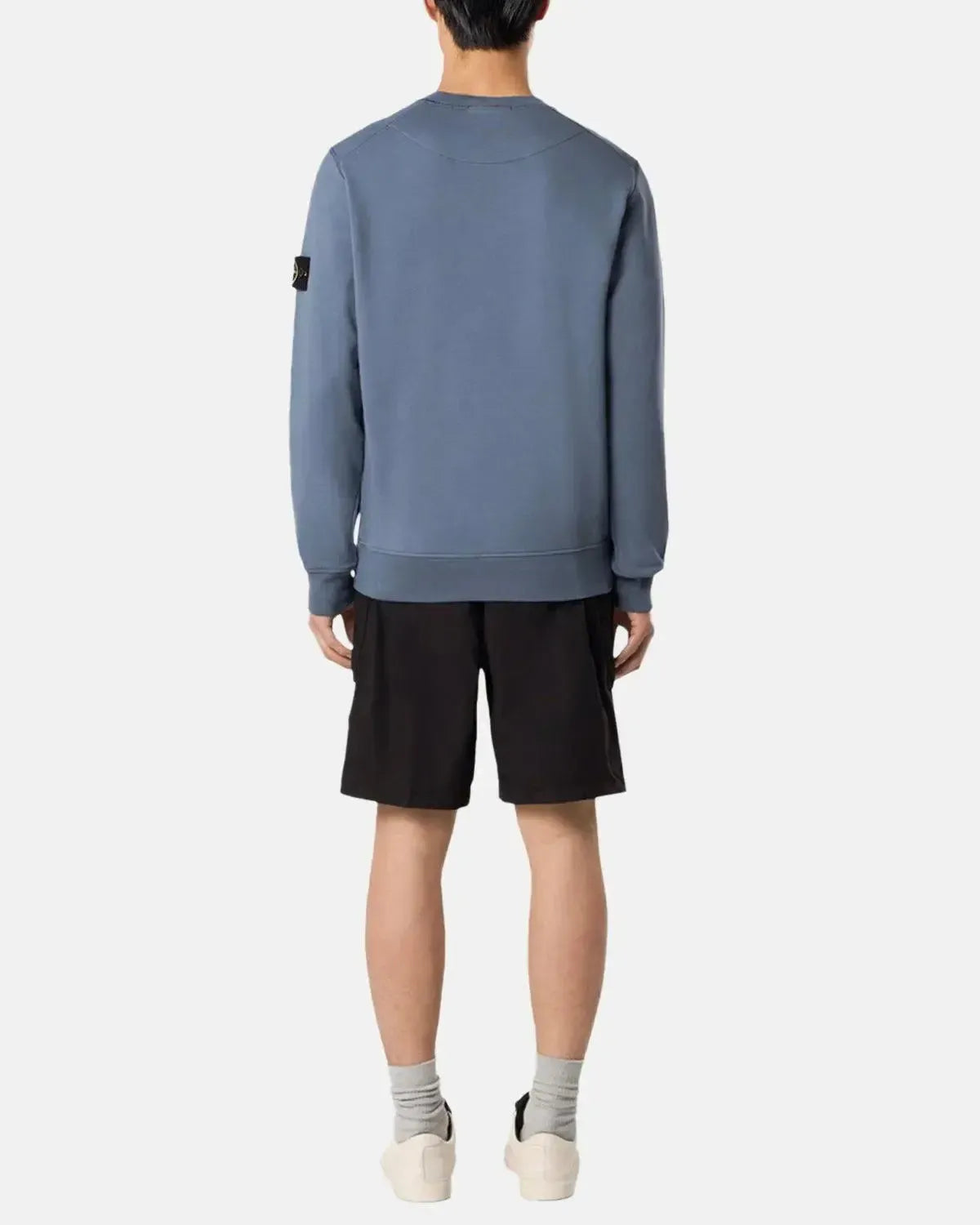 STONE ISLAND-STONE ISLAND 6100044 ORGANIC COTTON FLEECE SWEATSHIRT AVIO BLUE-NORTHERN THREADS DESIGNER MENSWEAR