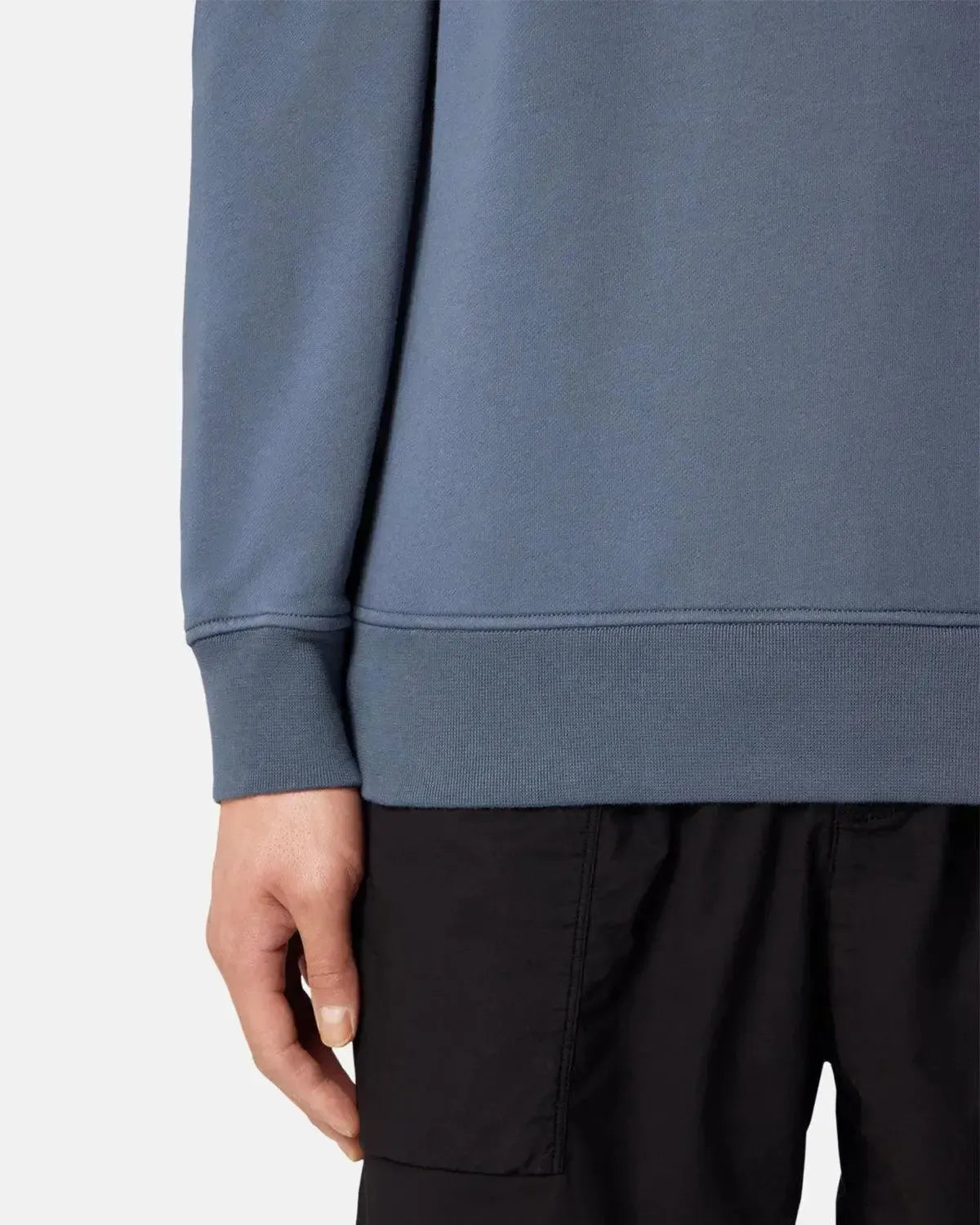 STONE ISLAND-STONE ISLAND 6100044 ORGANIC COTTON FLEECE SWEATSHIRT AVIO BLUE-NORTHERN THREADS DESIGNER MENSWEAR