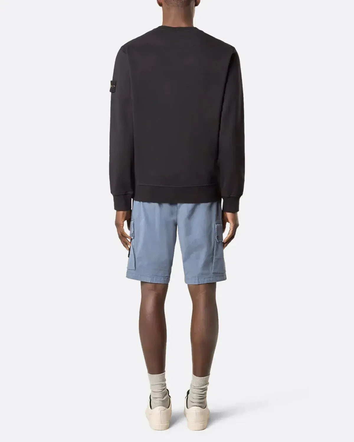 STONE ISLAND-STONE ISLAND 6100044 ORGANIC COTTON FLEECE SWEATSHIRT BLACK-NORTHERN THREADS DESIGNER MENSWEAR