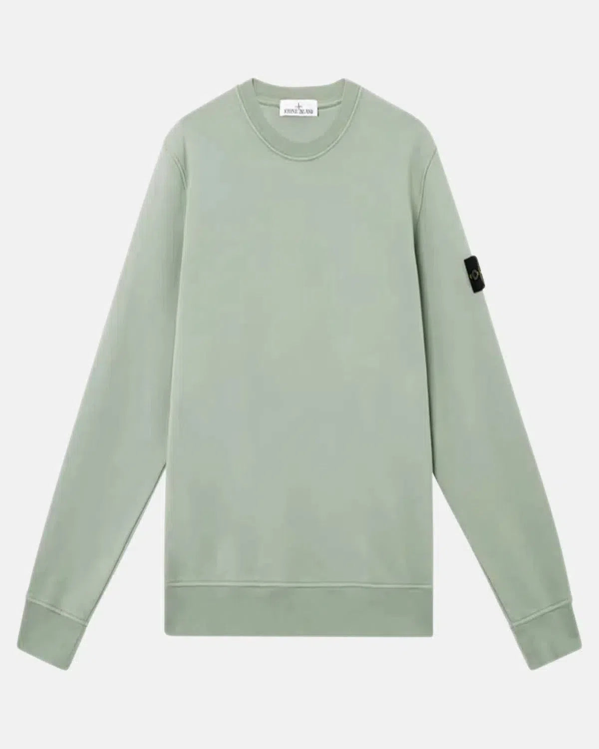 STONE ISLAND-STONE ISLAND 6100044 ORGANIC COTTON FLEECE SWEATSHIRT SAGE GREEN-NORTHERN THREADS DESIGNER MENSWEAR