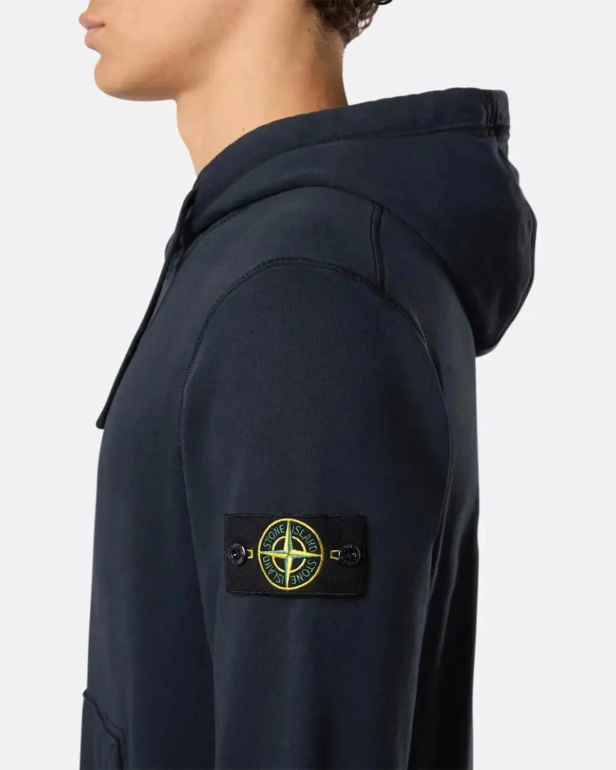 STONE ISLAND-STONE ISLAND 6100045 ORGANIC COTTON FLEECE HOODIE NAVY BLUE-NORTHERN THREADS DESIGNER MENSWEAR