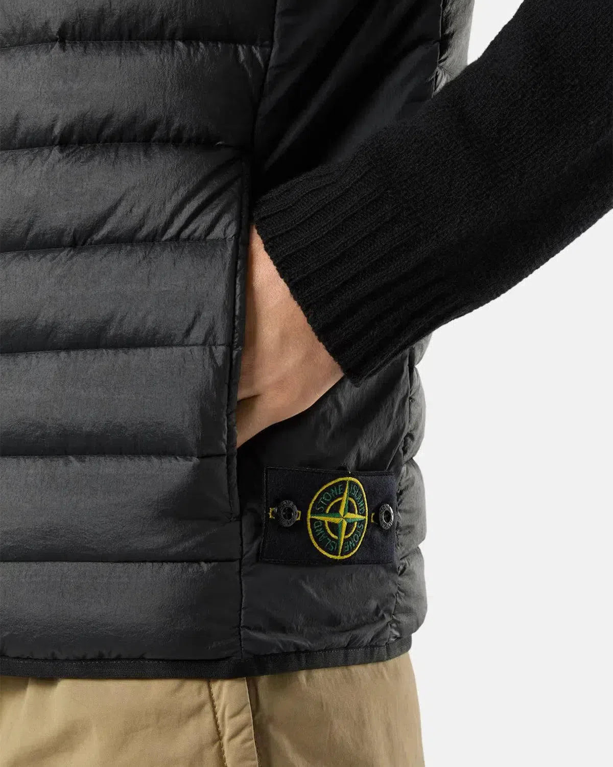 STONE ISLAND-STONE ISLAND G100007 LOOM WOVEN CHAMBERS NYLON DOWN-TC GILET NAVY BLUE-NORTHERN THREADS DESIGNER MENSWEAR