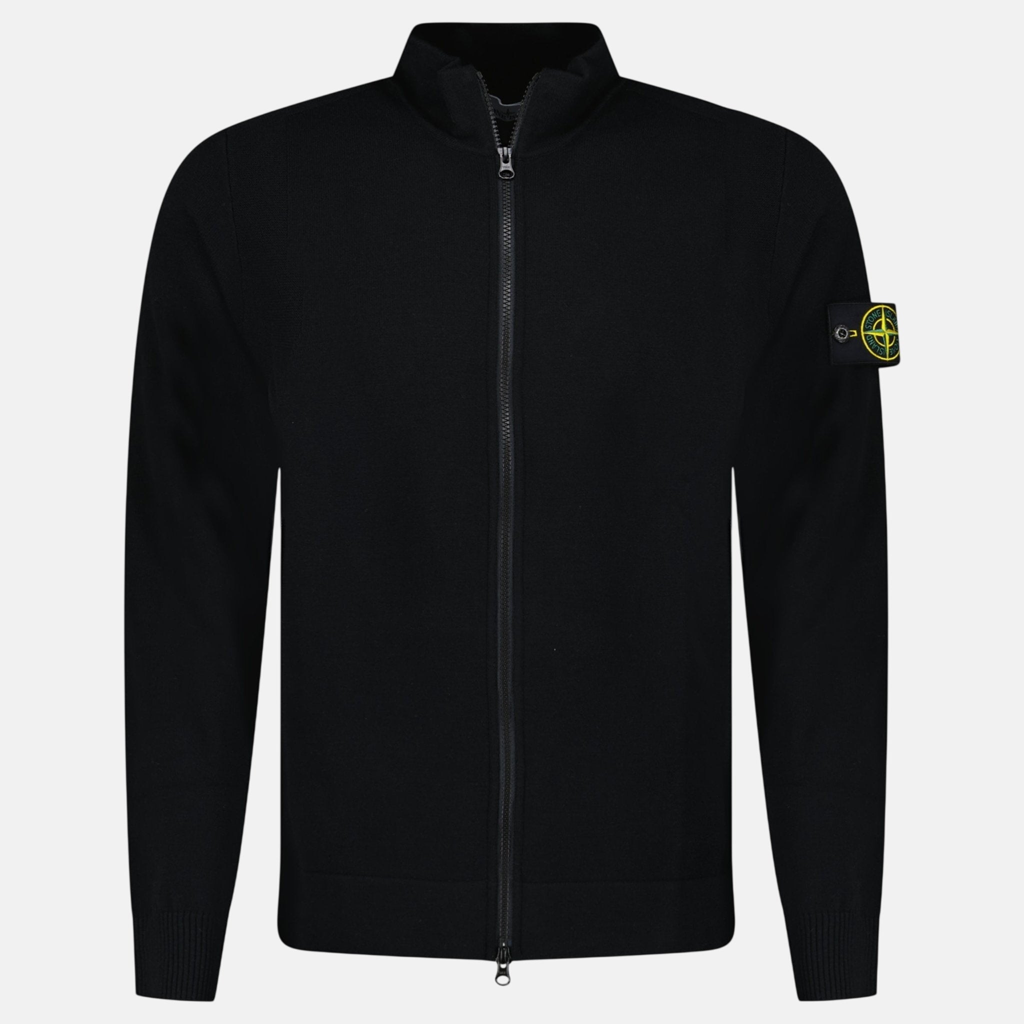 Stone Island Stretch RWS Wool Zip - Up Jumper Black - G33 - northern threads uk