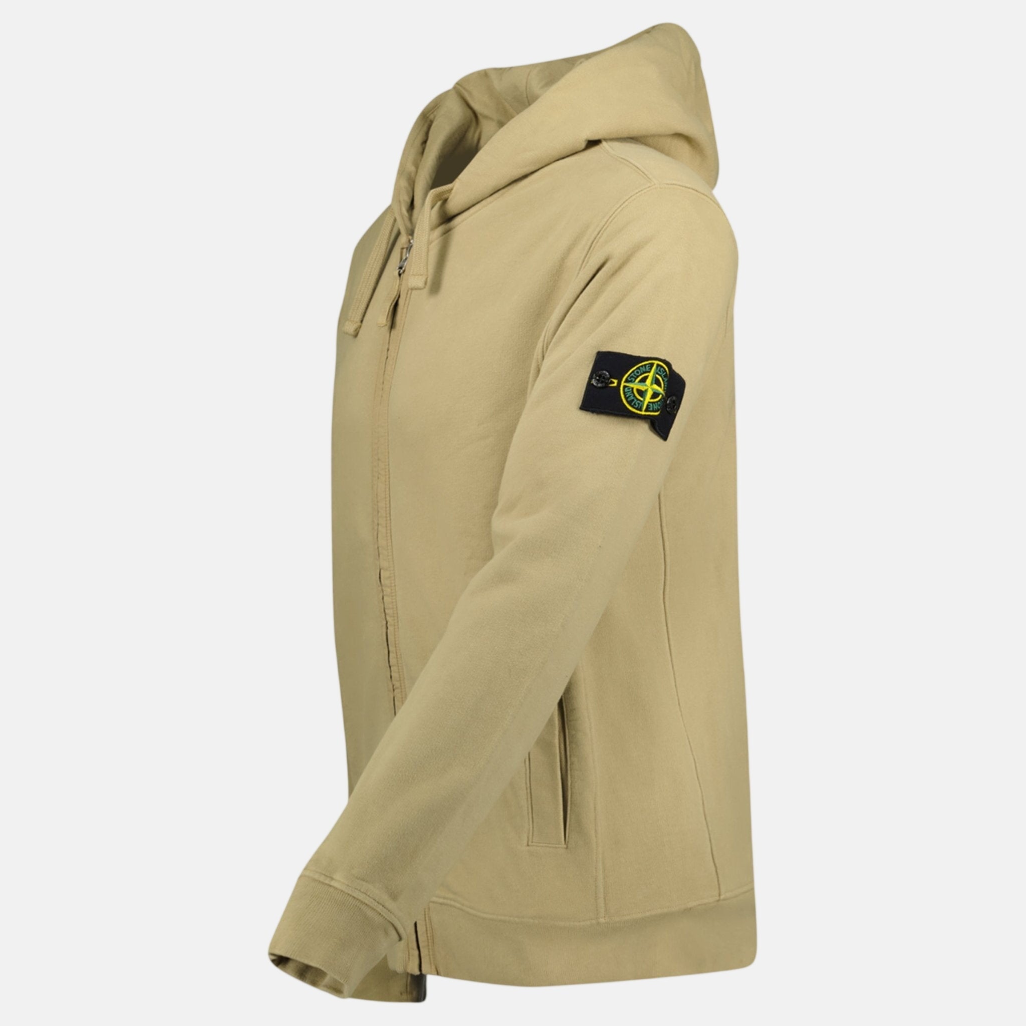 Stone Island Zip Hooded Sweatshirt Biscuit - northern threads