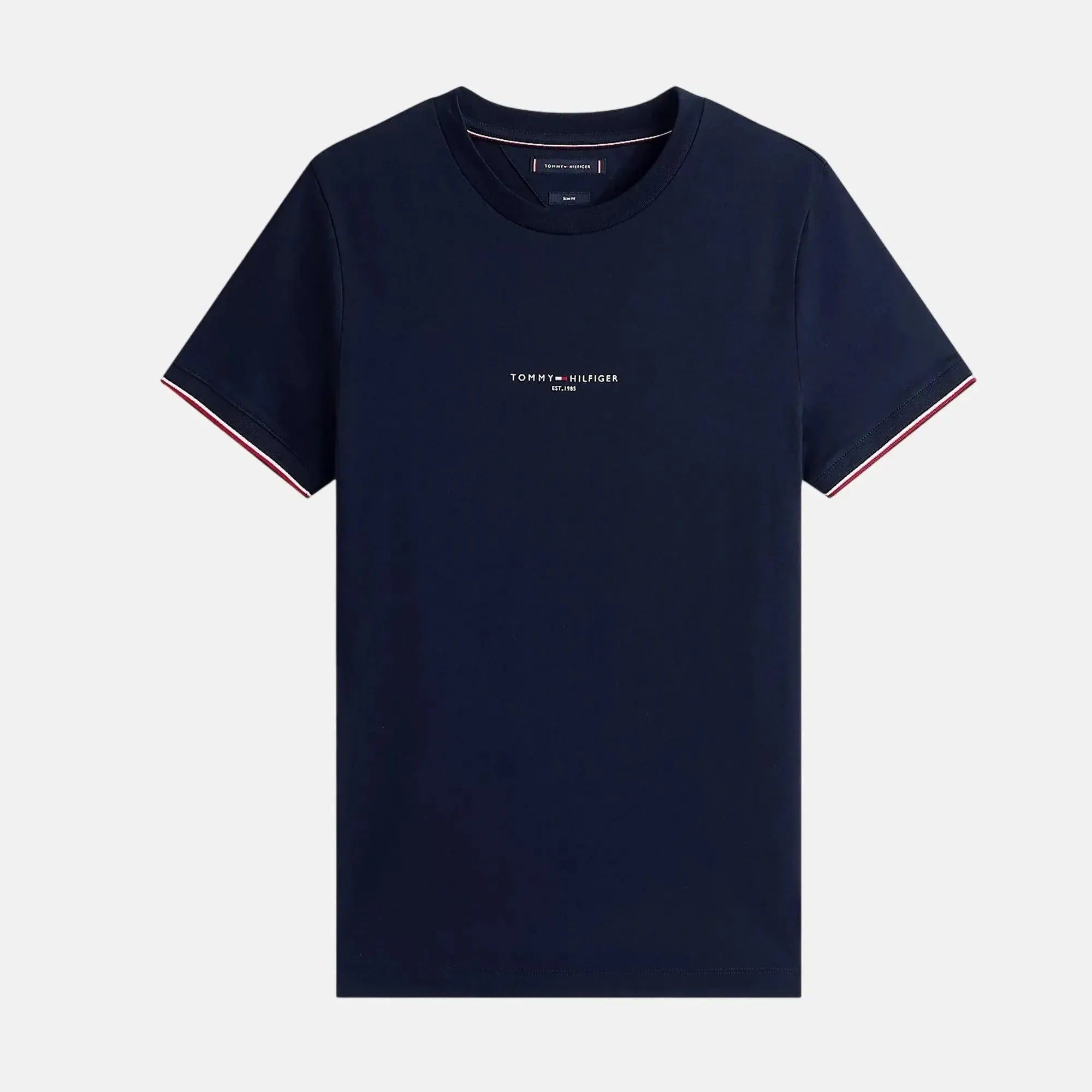 Tommy Hilfiger Slim Knit Tipped T-Shirt Navy Blue - SPR250-S - northern threads uk