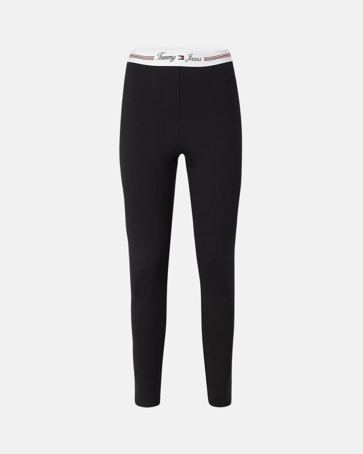 TOMMY HILFIGER WOMENS TJW SIGNATURE TAPPING LEGGINGS BLACK - TOMMY-HILFIGER-DW0DW18748-BDS-XS - northern threads uk