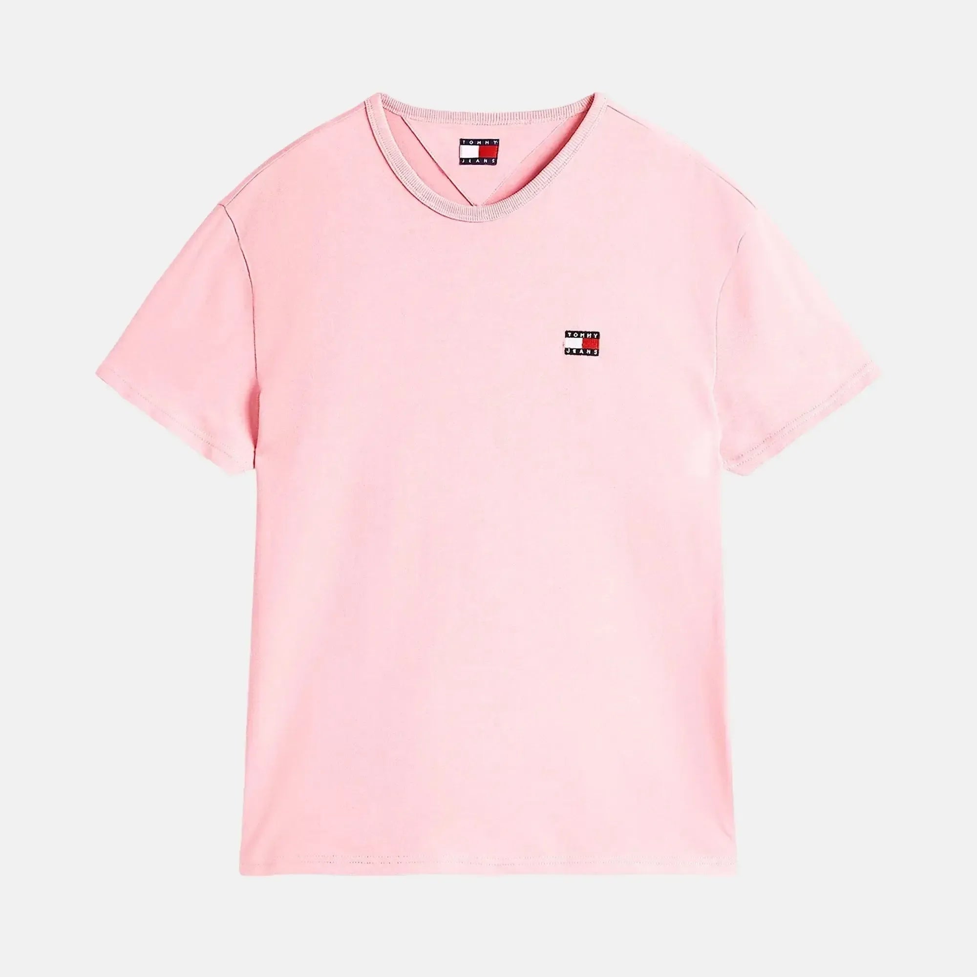 Tommy Jeans Reg Logo Badge T-Shirt Pink - SS25280-S - northern threads uk