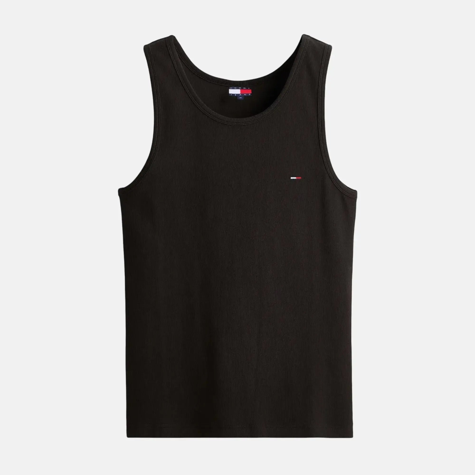 Tommy Jeans Small Flag Ribbed Tank Top Vest Black - SPR240-S - northern threads uk