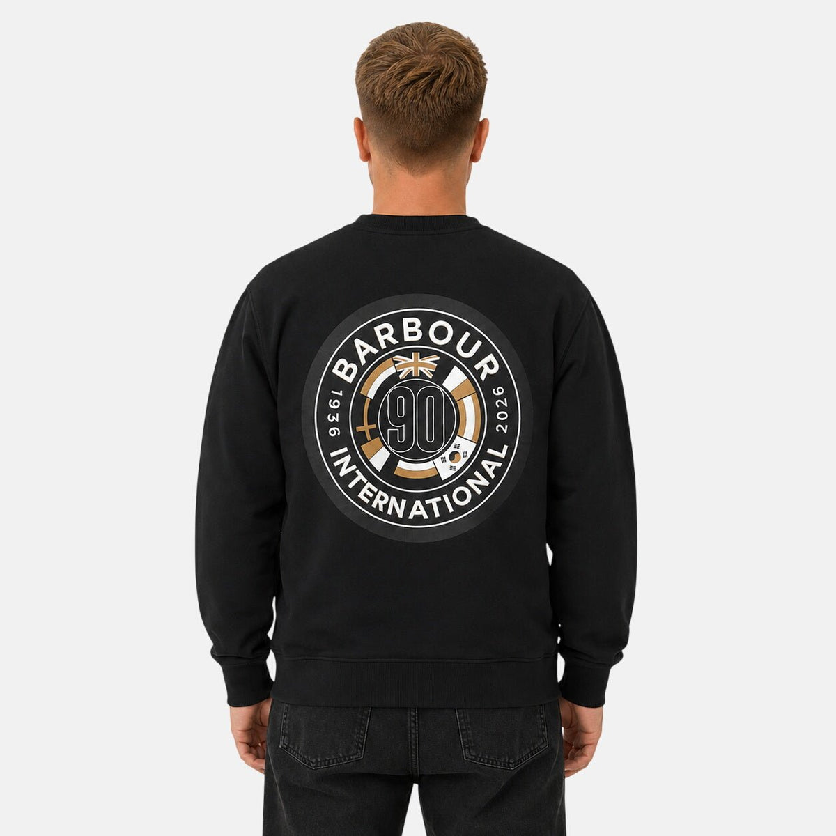 Barbour International 90th Anniversary Graphic Sweatshirt Black | Northern Threads Designer Menswear