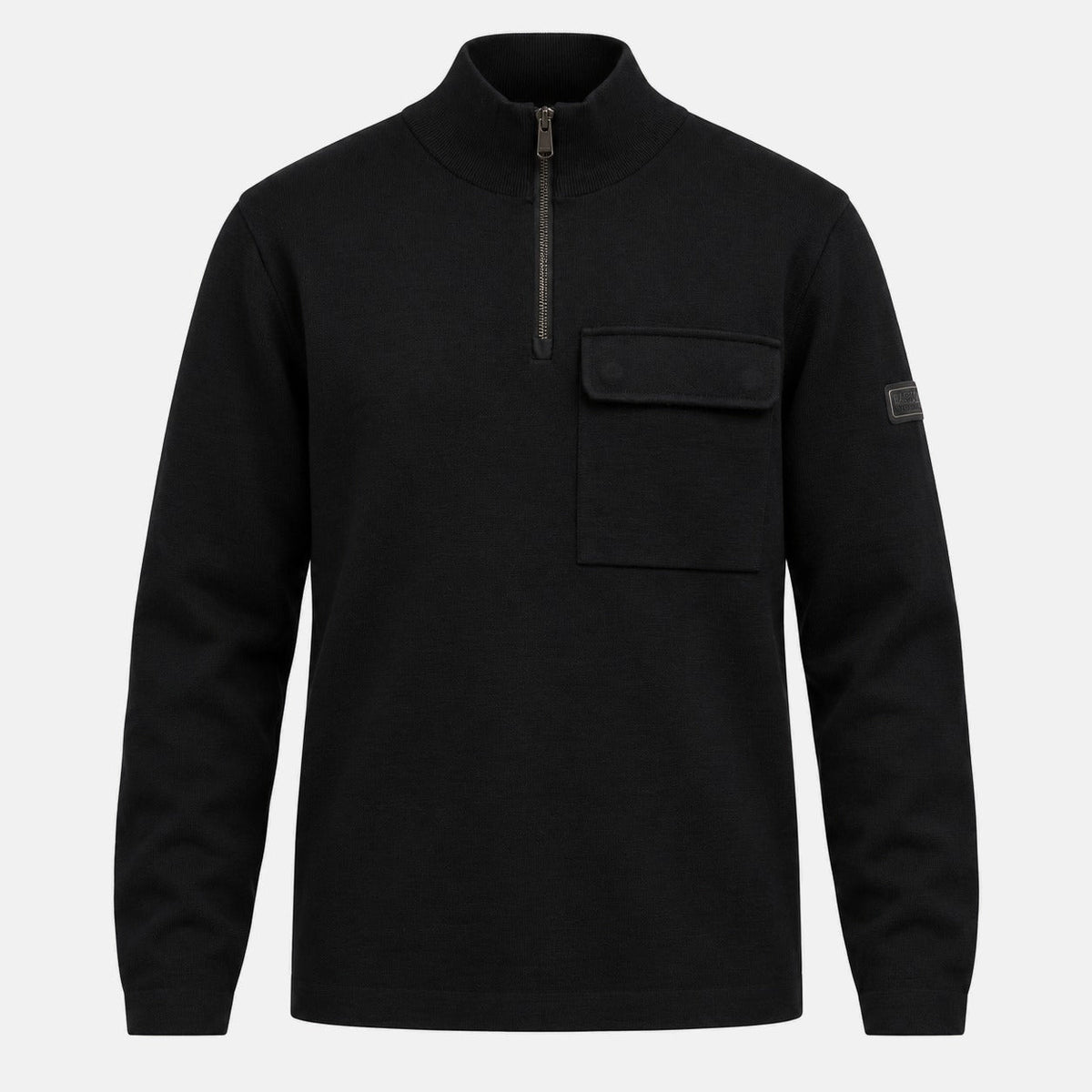 Barbour International Burley Half Zip Cardigan Jumper Black | Northern Threads Designer Menswear