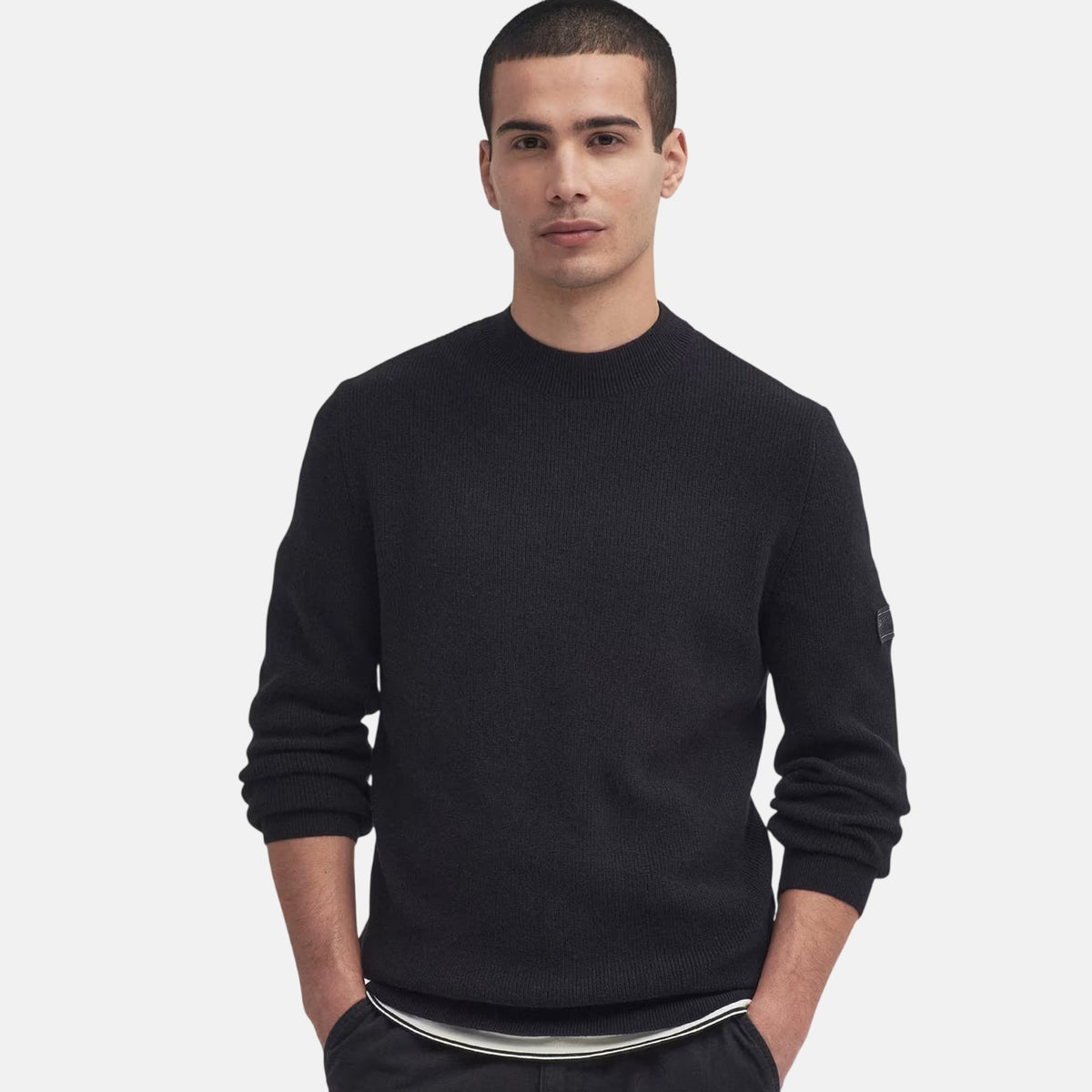 Barbour International Crawley Crew Neck Jumper Black | Northern Threads Designer Menswear