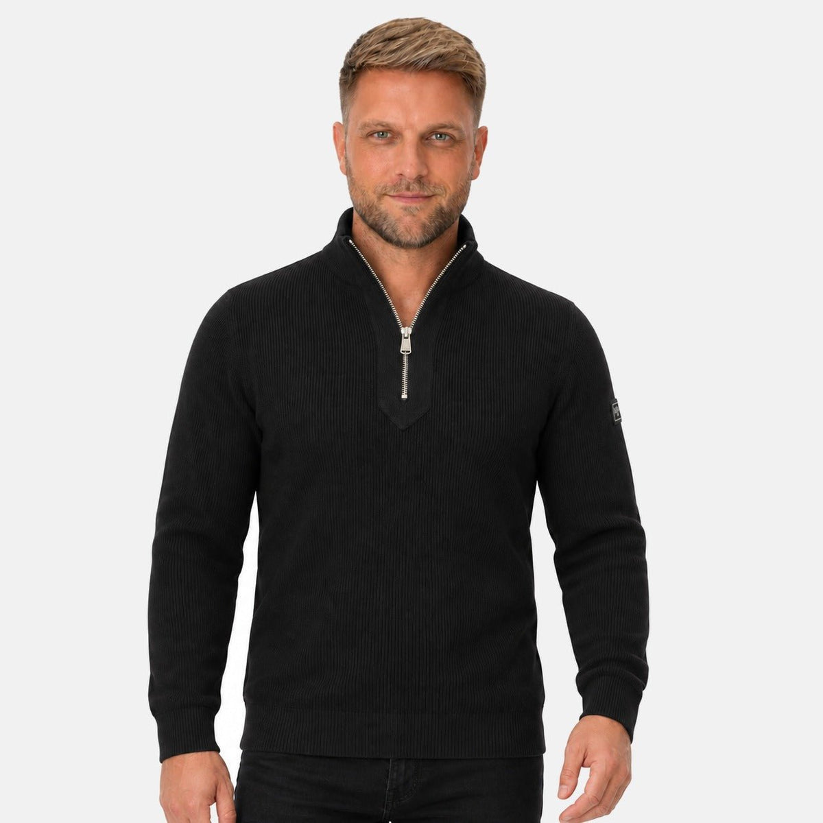 Barbour International Crawley Funnel Zip Neck Jumper Black | Northern Threads Designer Menswear
