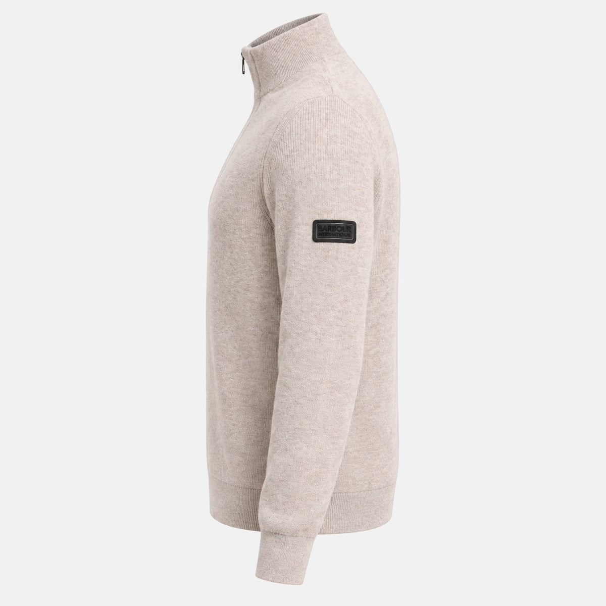 Barbour International Crawley Funnel Zip Neck Jumper Concrete | Northern Threads Designer Menswear