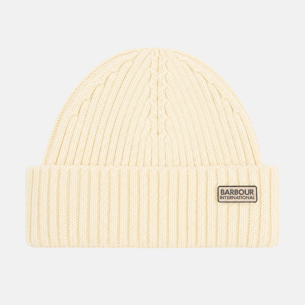 Barbour International Dufton Fisherman Beanie Hat Chalk | Northern Threads Designer Menswear