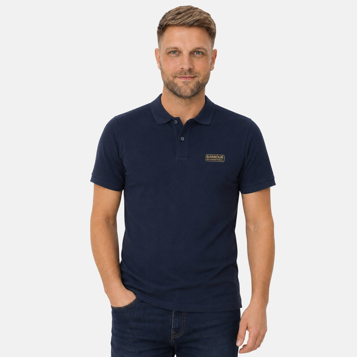 Barbour International Essential Polo Shirt Navy Blazer | Northern Threads Designer Menswear