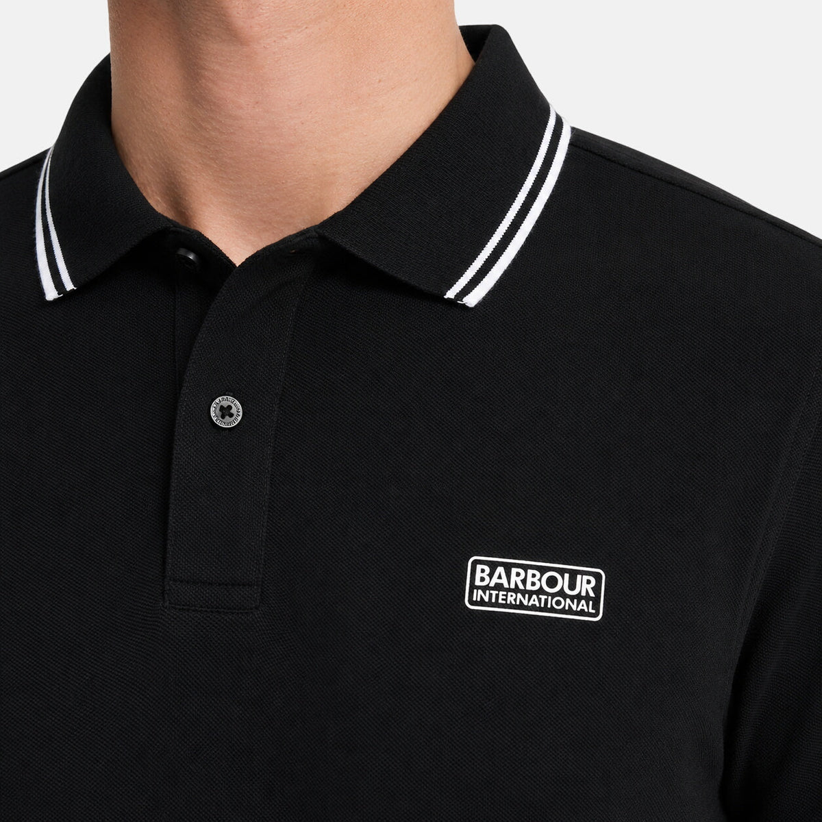 Barbour International Evan Tipped Polo Shirt Black | Northern Threads Designer Menswear