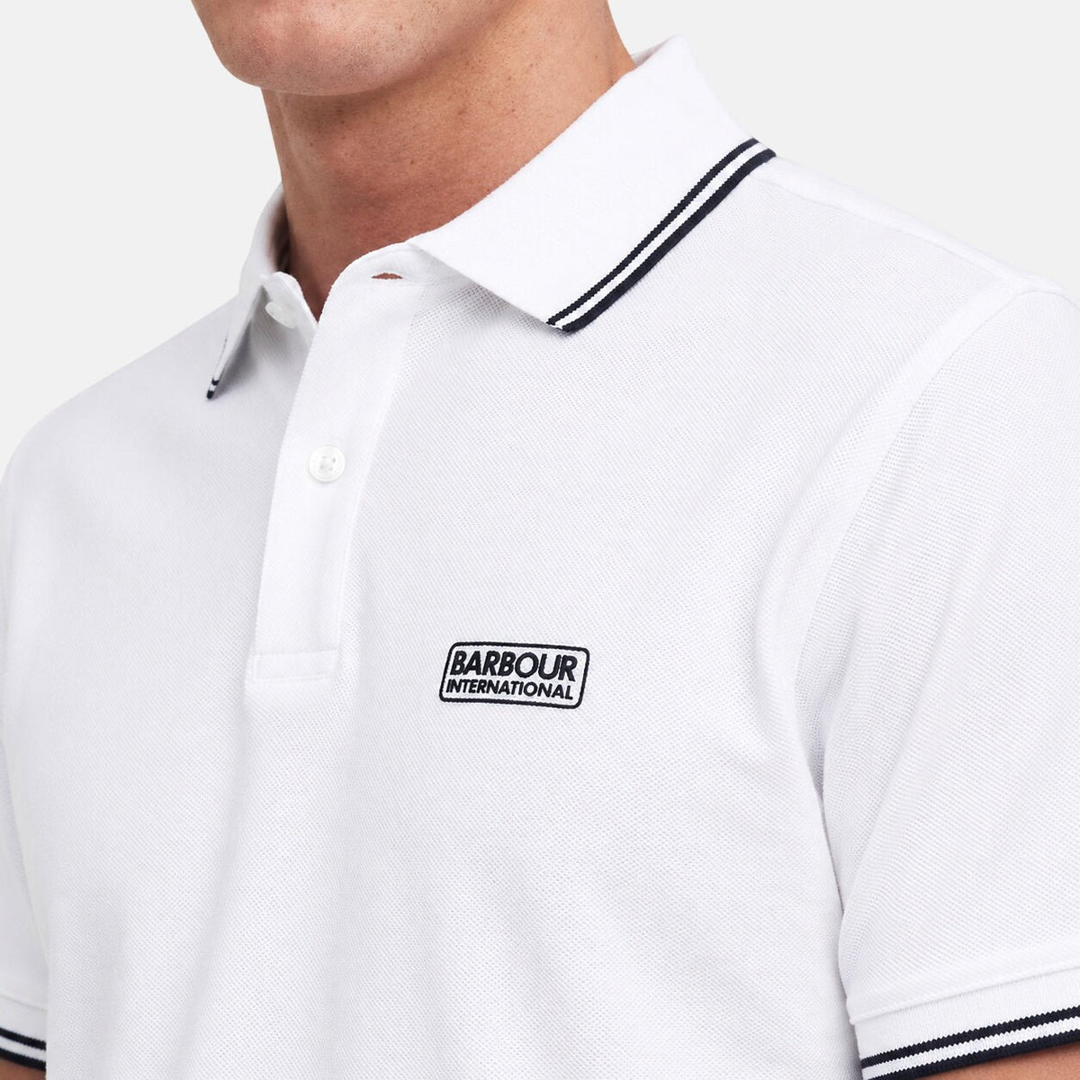 Barbour International Evan Tipped Polo Shirt White | Northern Threads Designer Menswear