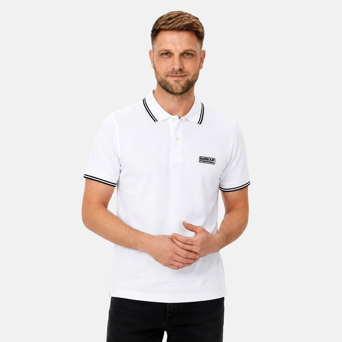 Barbour International Evan Tipped Polo Shirt White | Northern Threads Designer Menswear