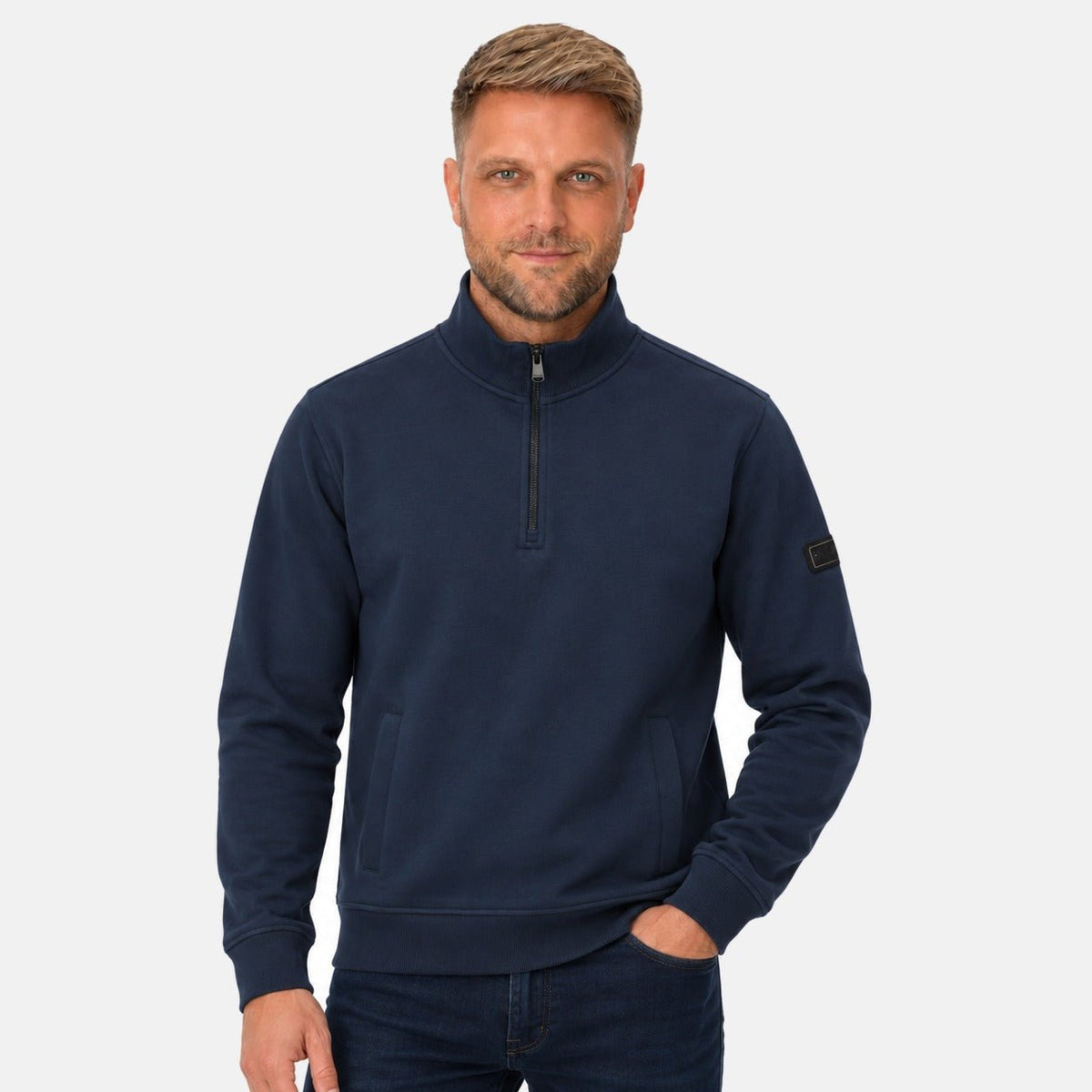 Barbour International Ilford Interlock Funnel Neck Sweatshirt Navy | Northern Threads Designer Menswear