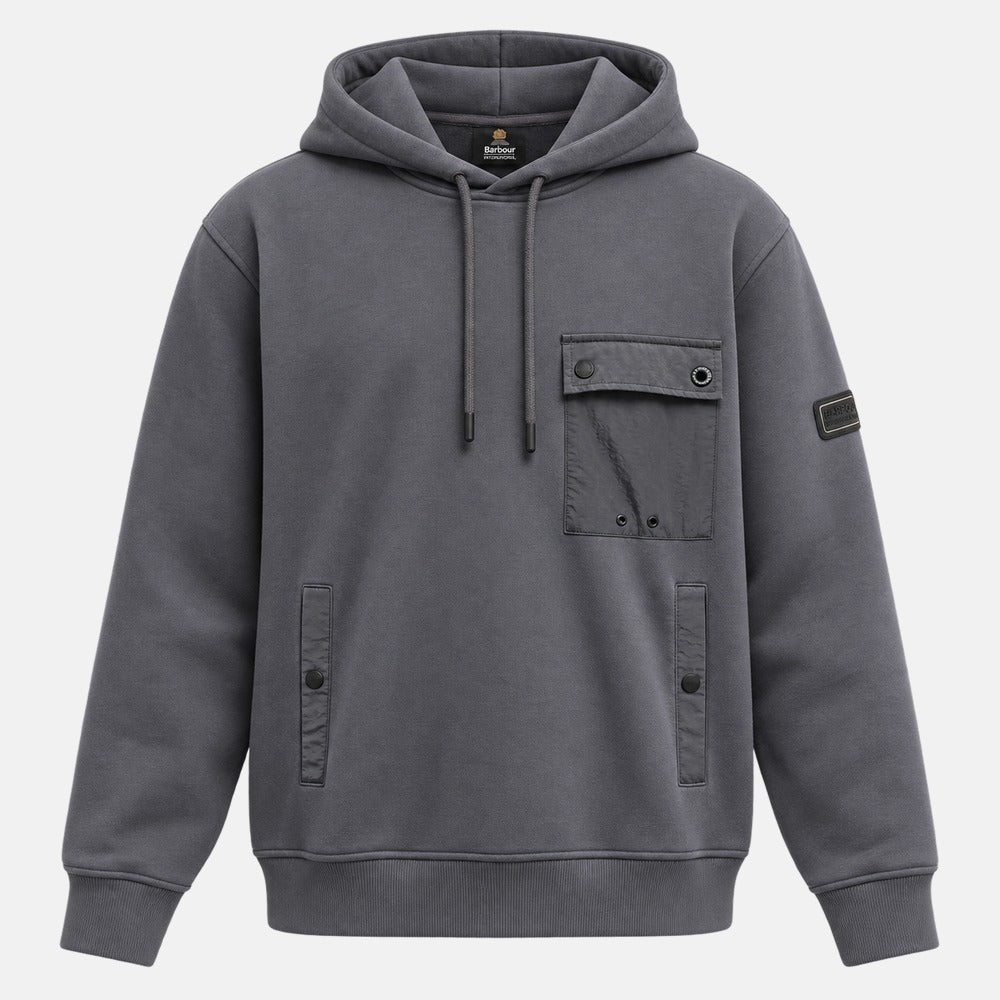 Barbour International Inline Hooded Sweatshirt Asphalt | Northern Threads Designer Menswear