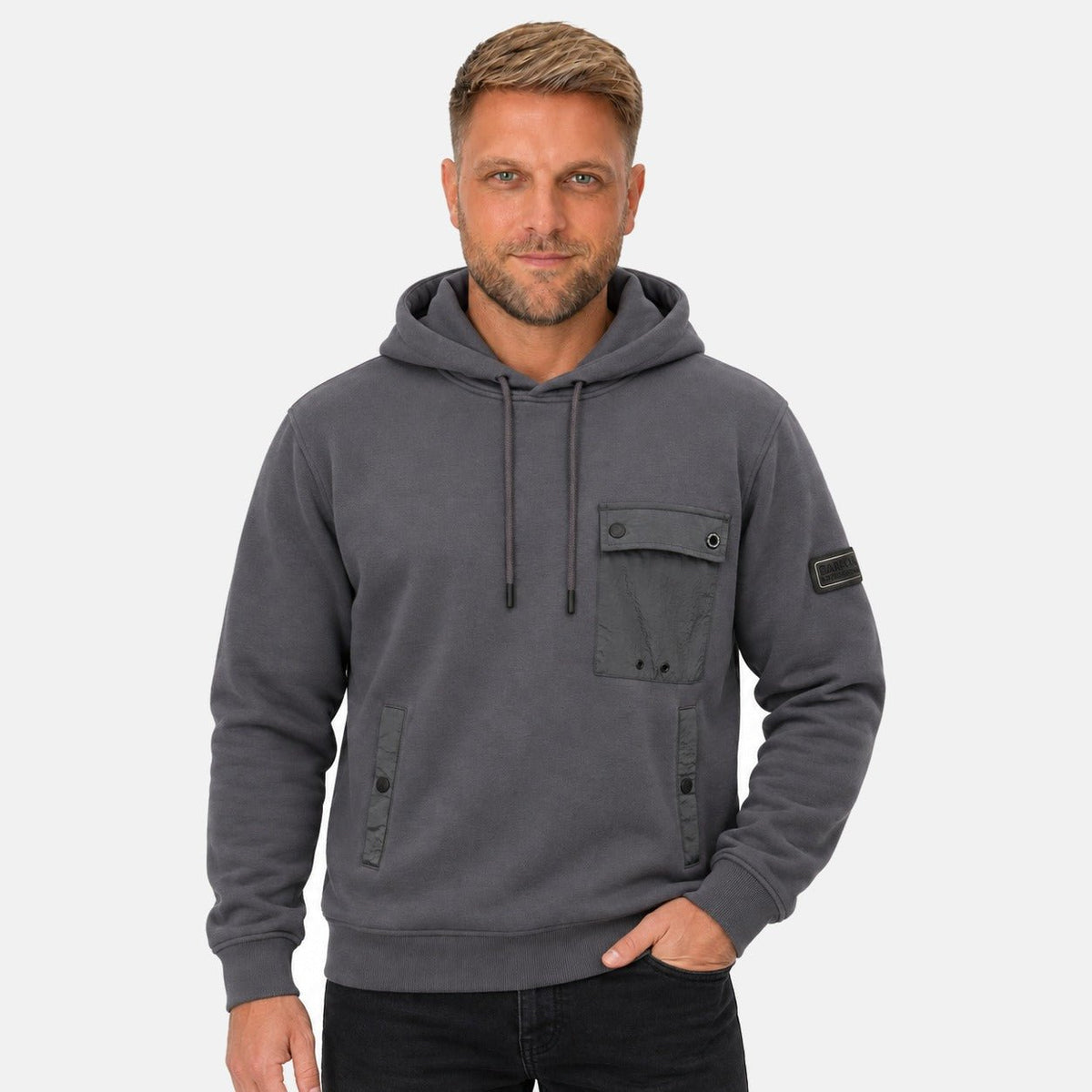 Barbour International Inline Hooded Sweatshirt Asphalt | Northern Threads Designer Menswear