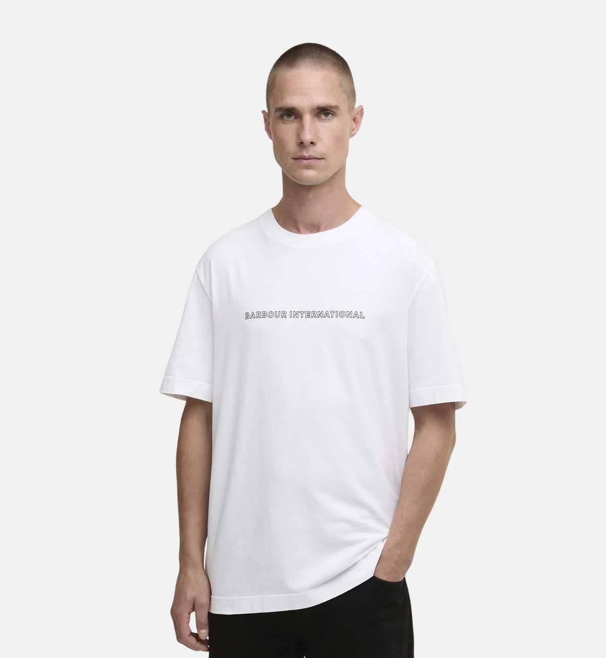 Barbour International Outline T-Shirt White | Northern Threads Designer Menswear