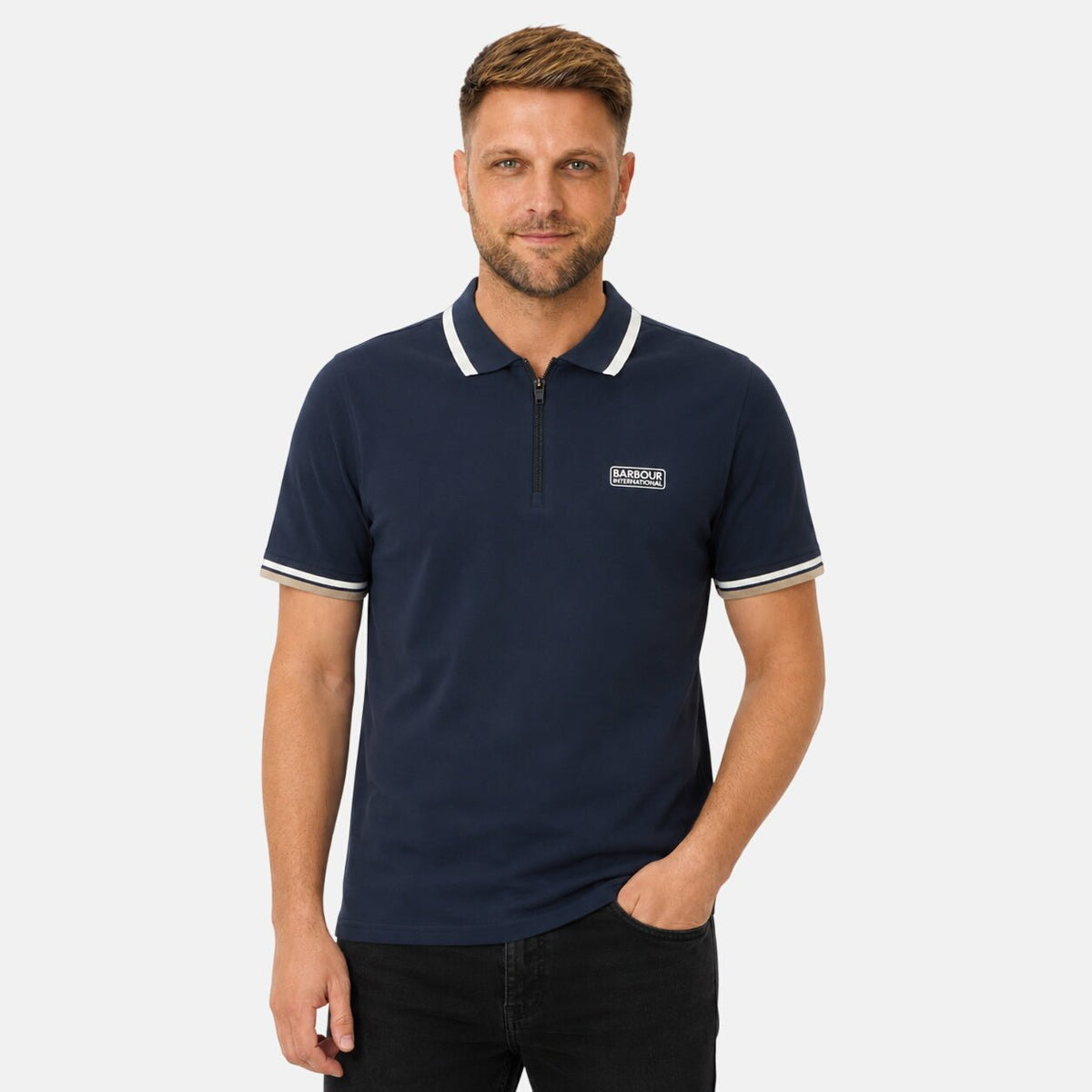 Barbour International Panter Interlock Polo Shirt Navy | Northern Threads Designer Menswear