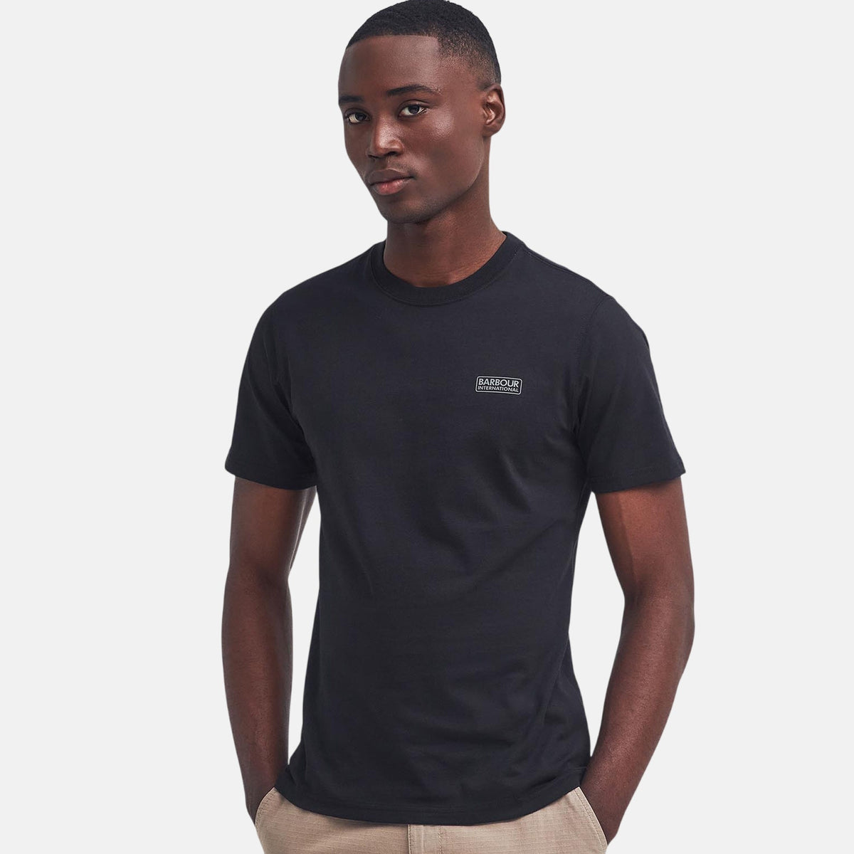 Barbour International Small Logo T-Shirt Black Pewter | Northern Threads Designer Menswear