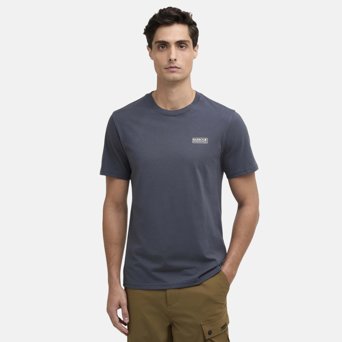 Barbour International Small Logo T-Shirt Storm Grey | Northern Threads Designer Menswear