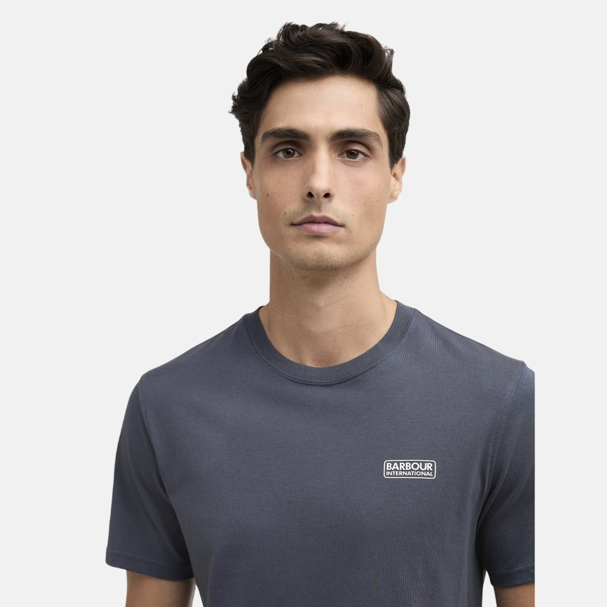 Barbour International Small Logo T-Shirt Storm Grey | Northern Threads Designer Menswear